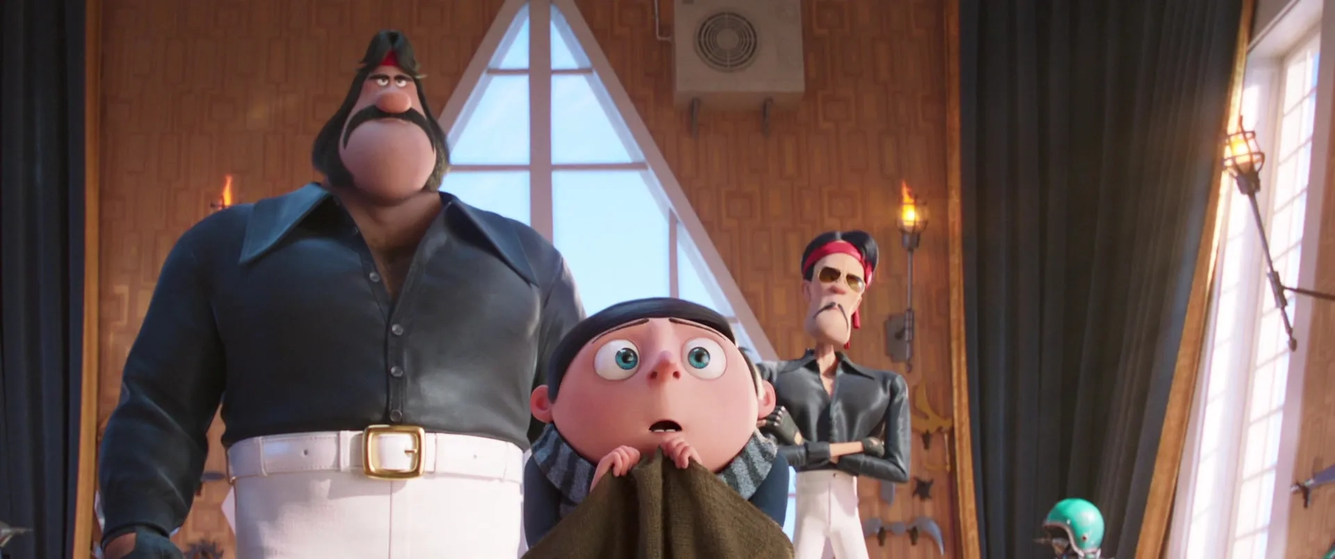 Steve Carell, John DiMaggio, and Jimmy O. Yang in Minions: The Rise of Gru (2022)