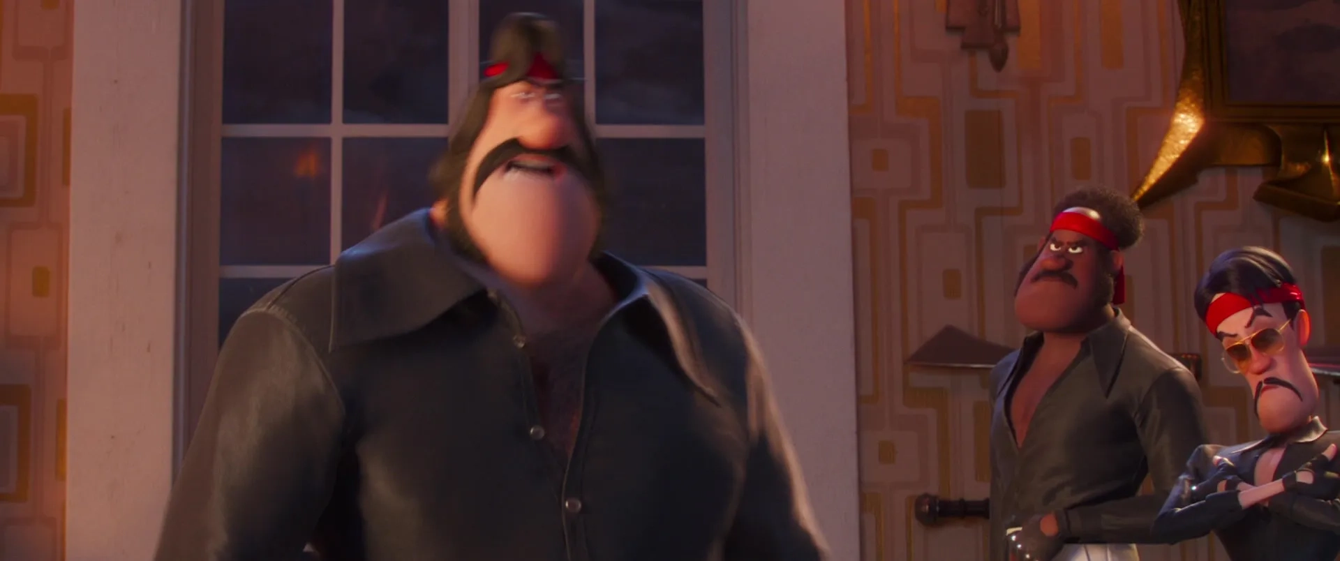 John DiMaggio, Kevin Michael Richardson, and Jimmy O. Yang in Minions: The Rise of Gru (2022)