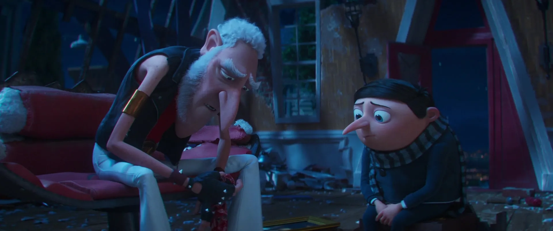 Alan Arkin and Steve Carell in Minions: The Rise of Gru (2022)