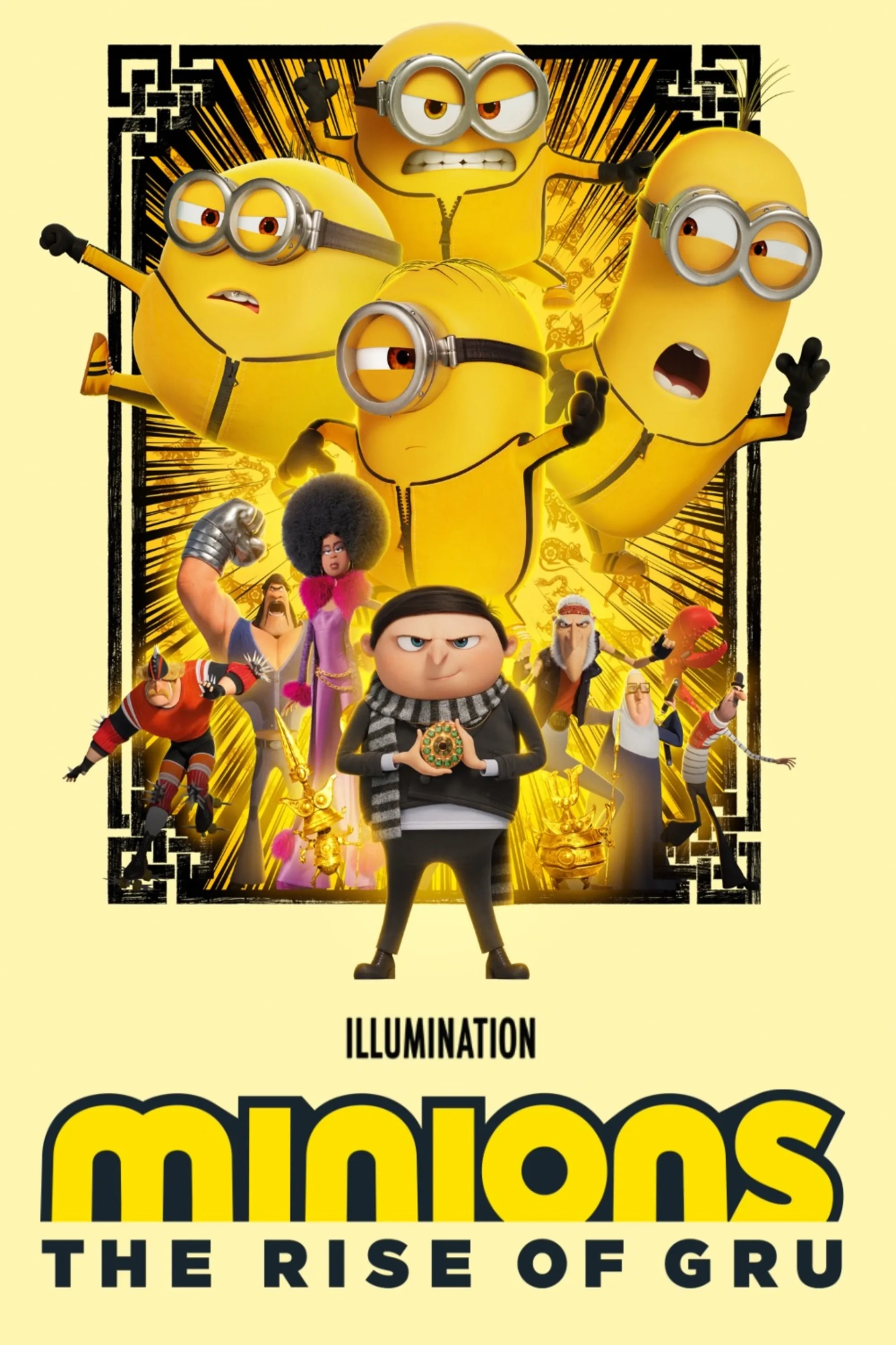 Dolph Lundgren, Jean-Claude Van Damme, Alan Arkin, Danny Trejo, Lucy Lawless, Bob Bergen, Steve Carell, Taraji P. Henson, and Pierre Coffin in Minions: The Rise of Gru (2022)