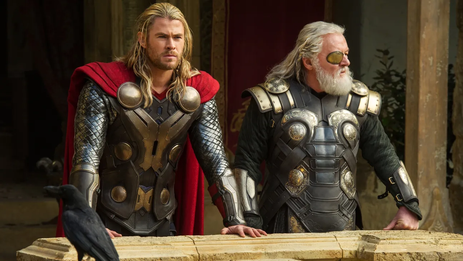 Anthony Hopkins and Chris Hemsworth in Thor: The Dark World (2013)