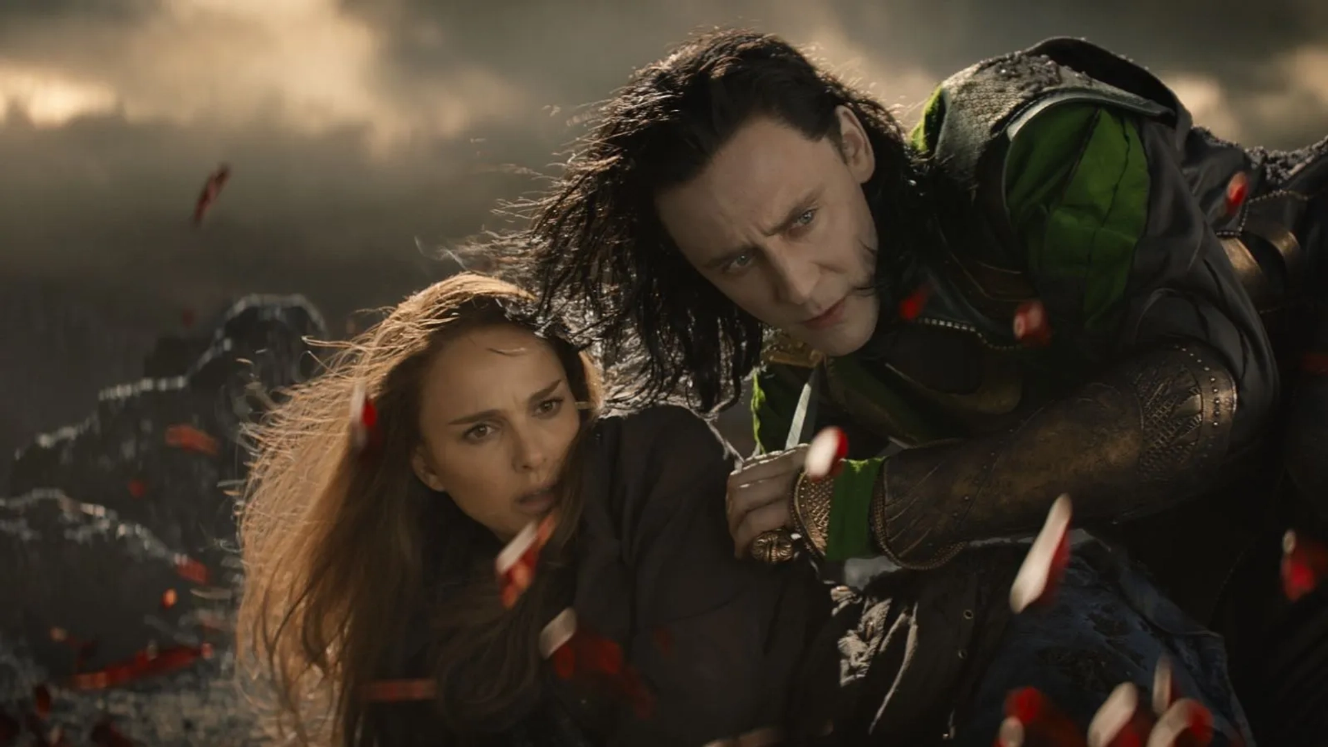 Natalie Portman and Tom Hiddleston in Thor: The Dark World (2013)