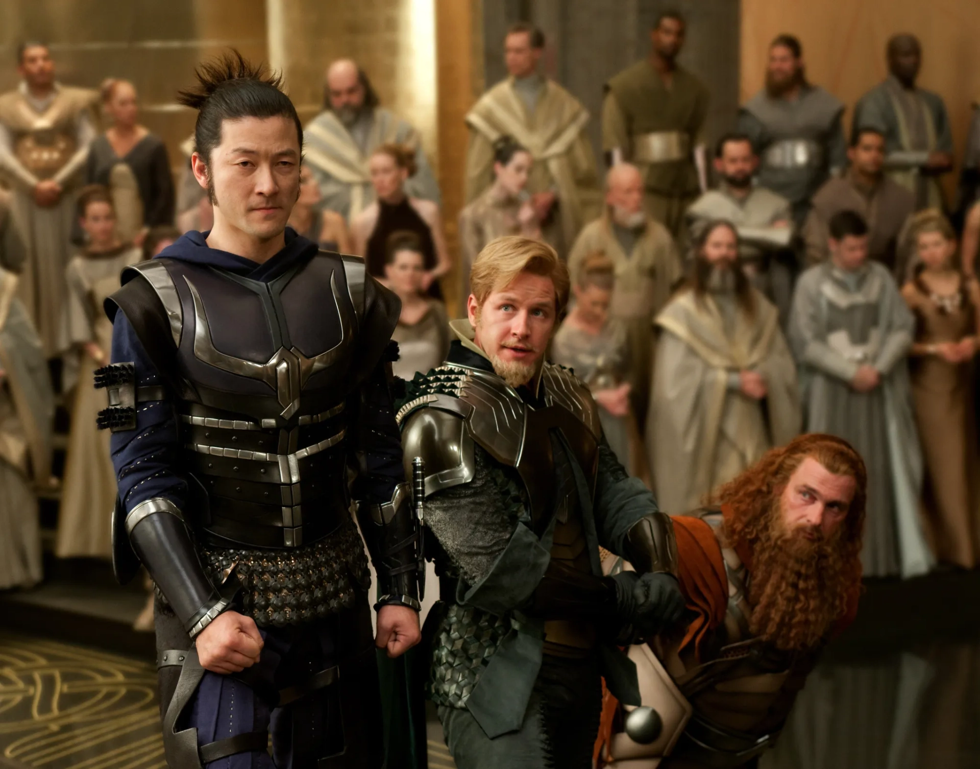 Tadanobu Asano, Ray Stevenson, and Josh Dallas in Thor (2011)