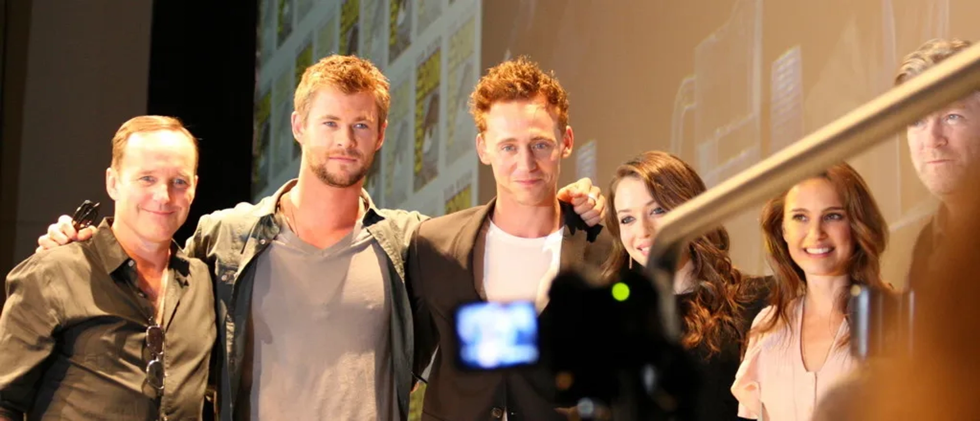 Kenneth Branagh, Natalie Portman, Clark Gregg, Kat Dennings, Tom Hiddleston, and Chris Hemsworth at an event for Thor (2011)