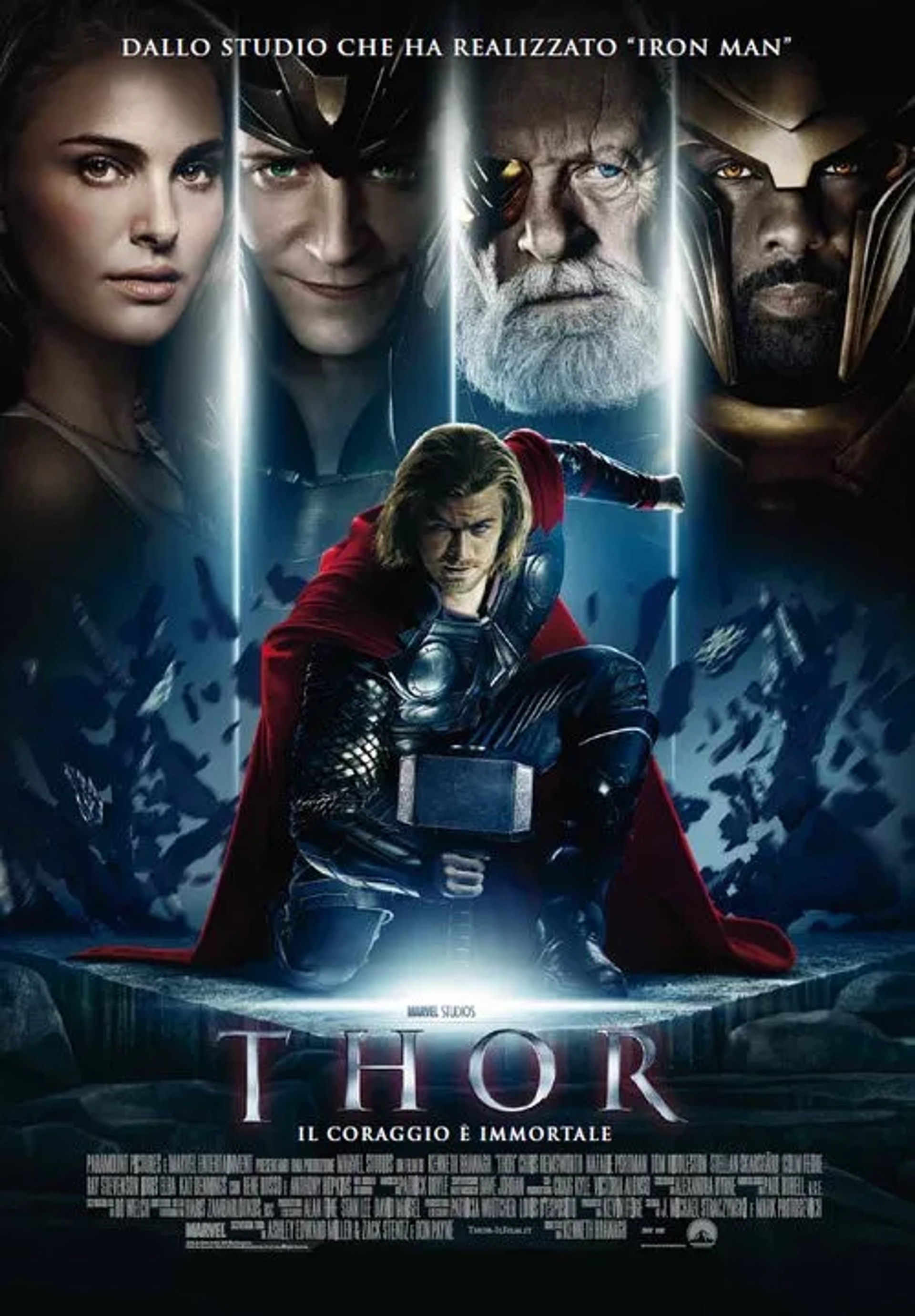 Anthony Hopkins, Natalie Portman, Idris Elba, Tom Hiddleston, and Chris Hemsworth in Thor (2011)