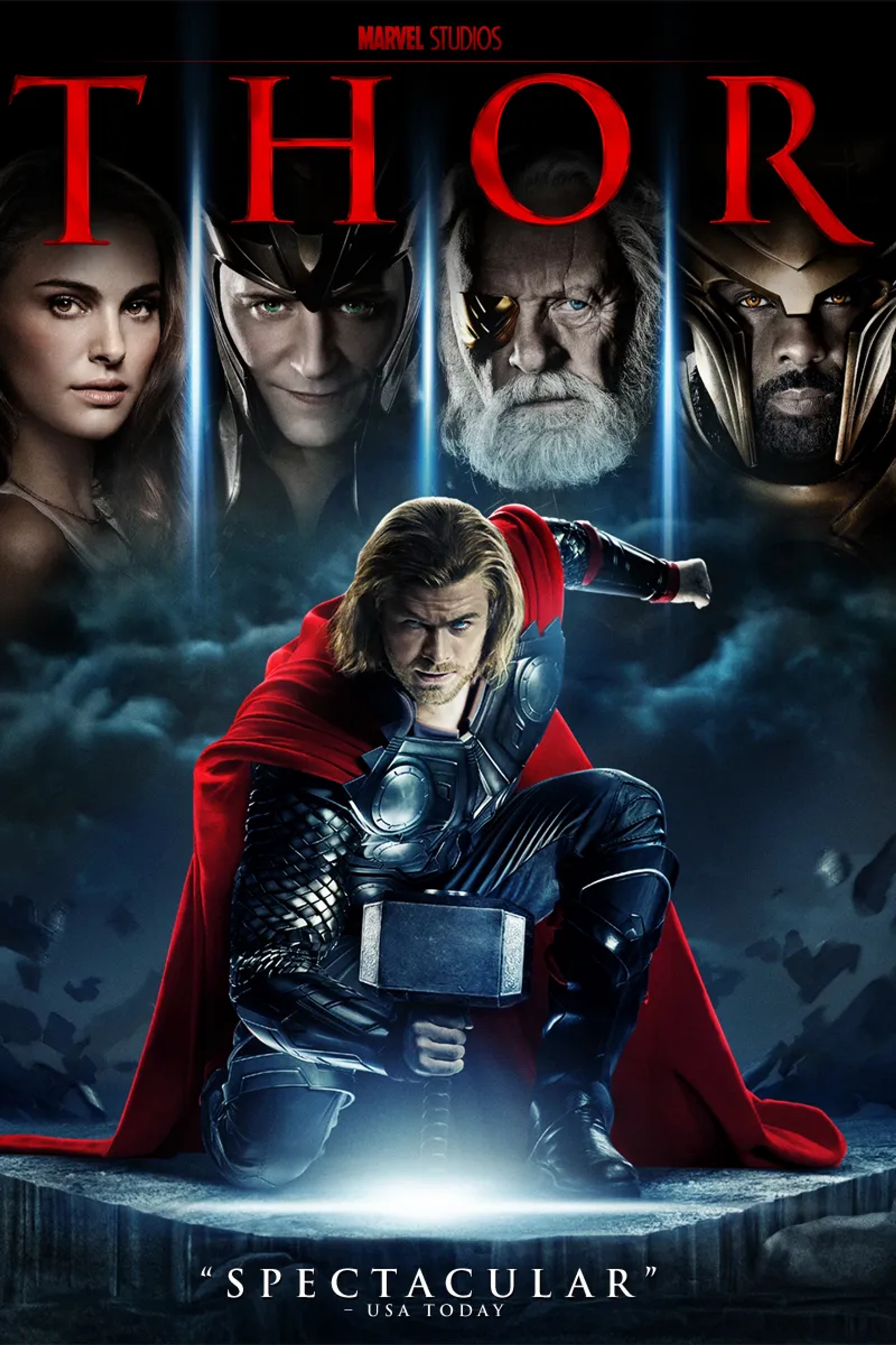 Anthony Hopkins, Natalie Portman, Idris Elba, Tom Hiddleston, and Chris Hemsworth in Thor (2011)