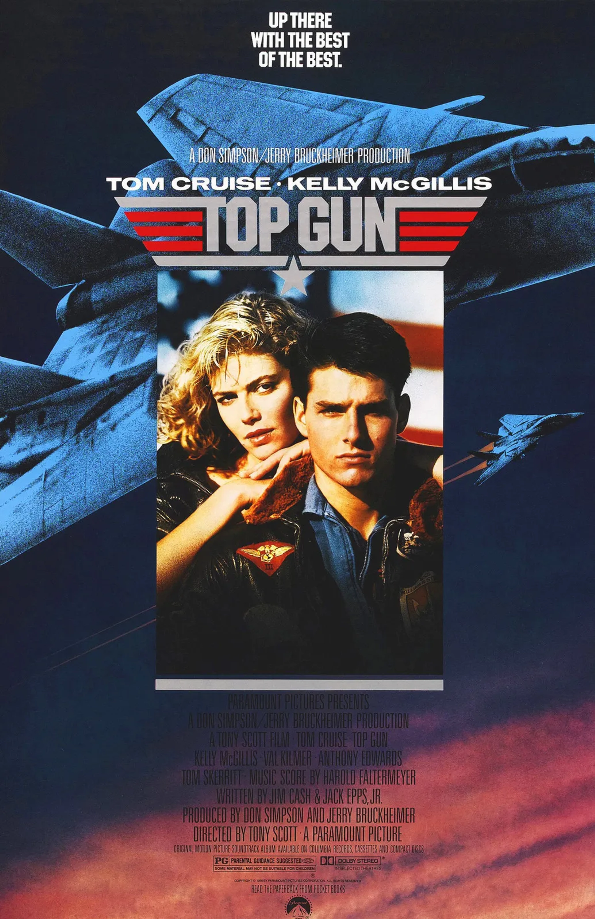 Tom Cruise and Kelly McGillis in Top Gun (1986)