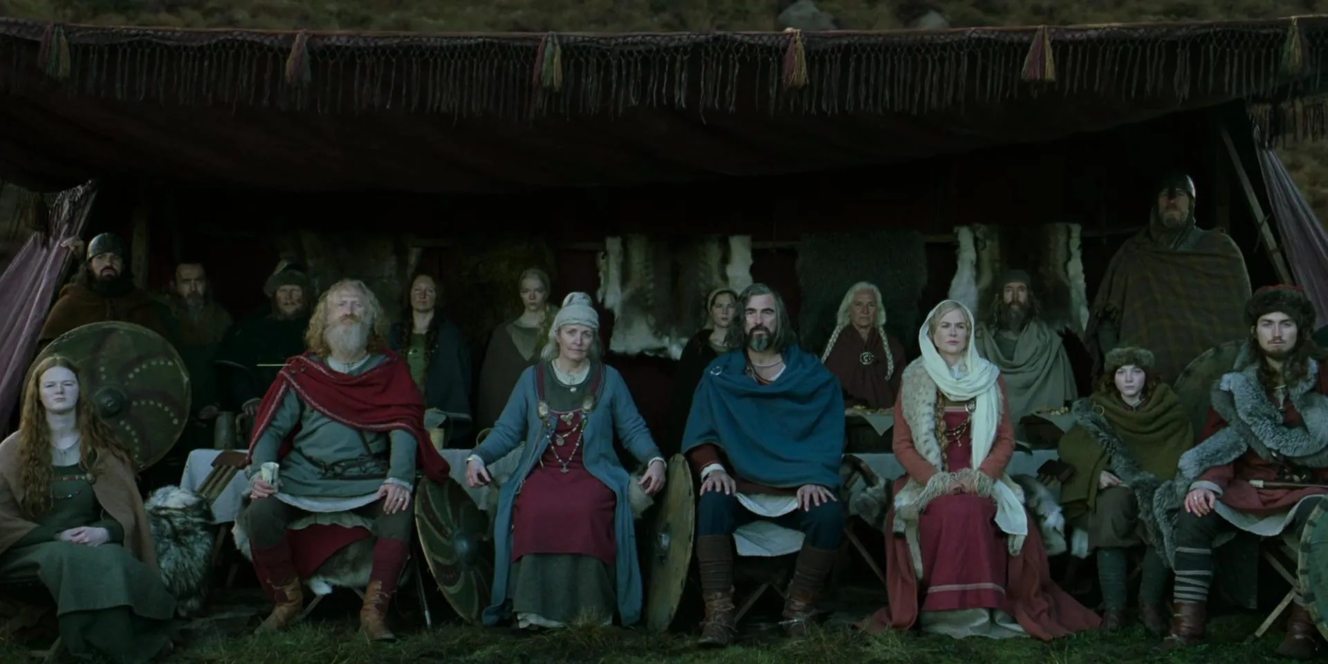 Nicole Kidman, Claes Bang, and Gustav Lindh in The Northman (2022)