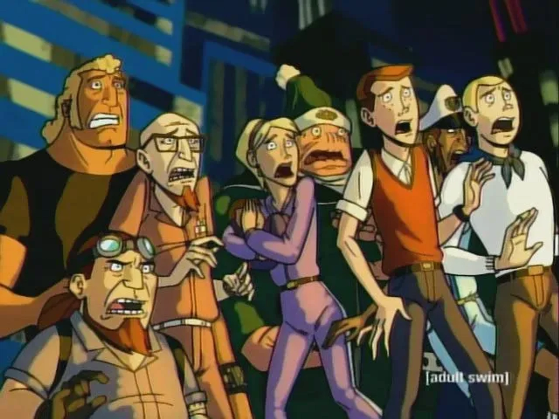 Christopher McCulloch, James Urbaniak, Patrick Warburton, Michael Sinterniklaas, and Mia Barron in The Venture Bros. (2003)