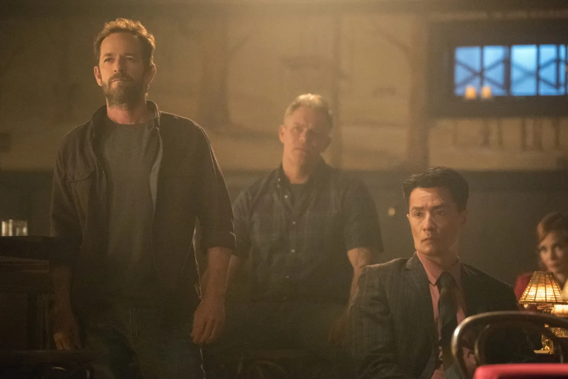 Luke Perry, Martin Cummins, Matthew Yang King, and Nathalie Boltt in Riverdale (2017)