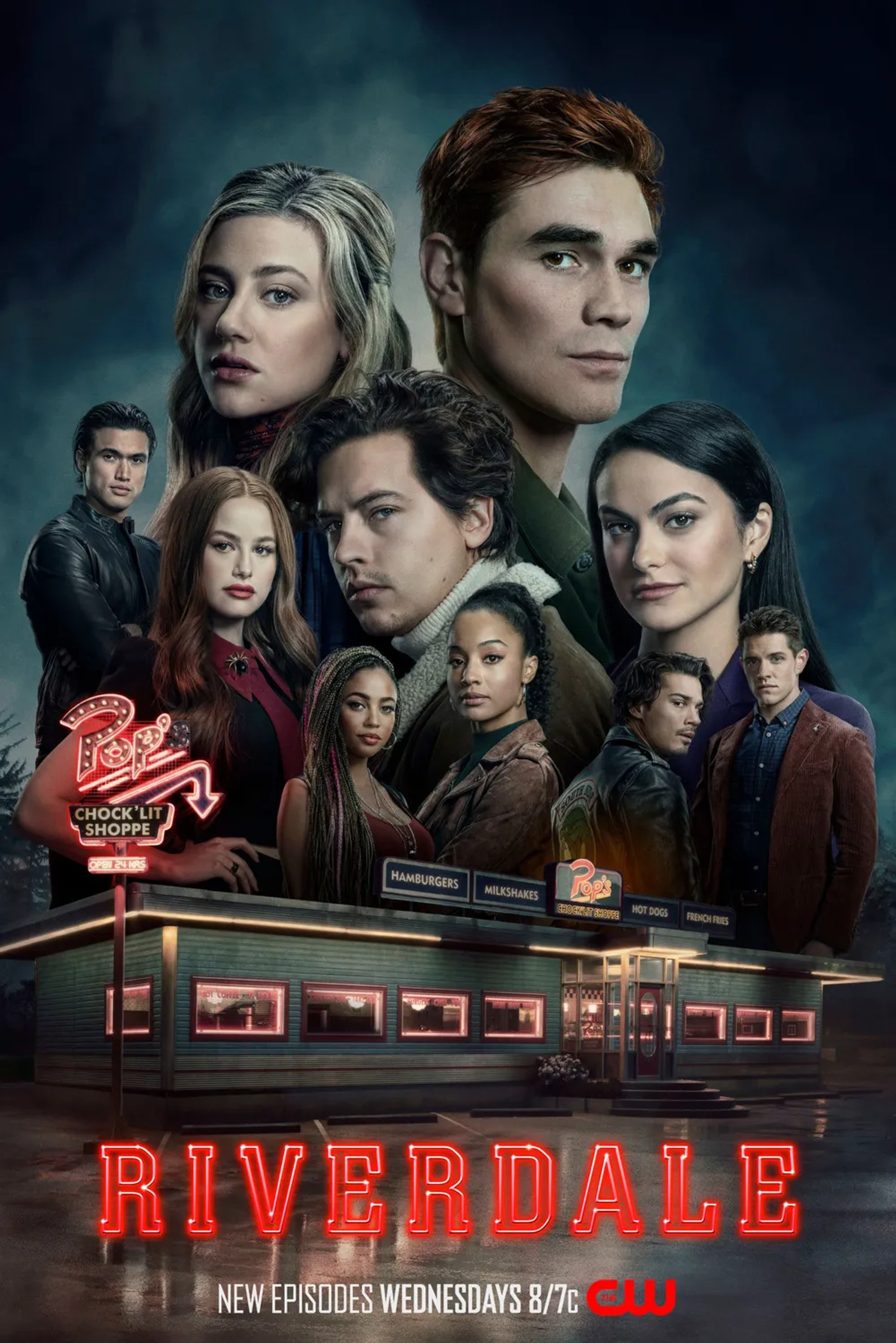 Vanessa Morgan, Cole Sprouse, Lili Reinhart, Drew Ray Tanner, Erinn Westbrook, Camila Mendes, K.J. Apa, Charles Melton, Madelaine Petsch, and Casey Cott in Riverdale (2017)