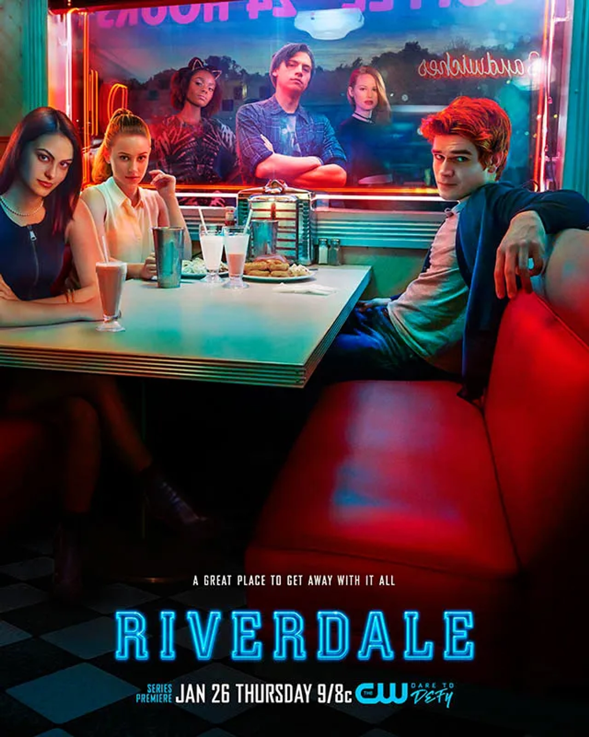 Cole Sprouse, Ashleigh Murray, Lili Reinhart, Camila Mendes, K.J. Apa, and Madelaine Petsch in Riverdale (2017)