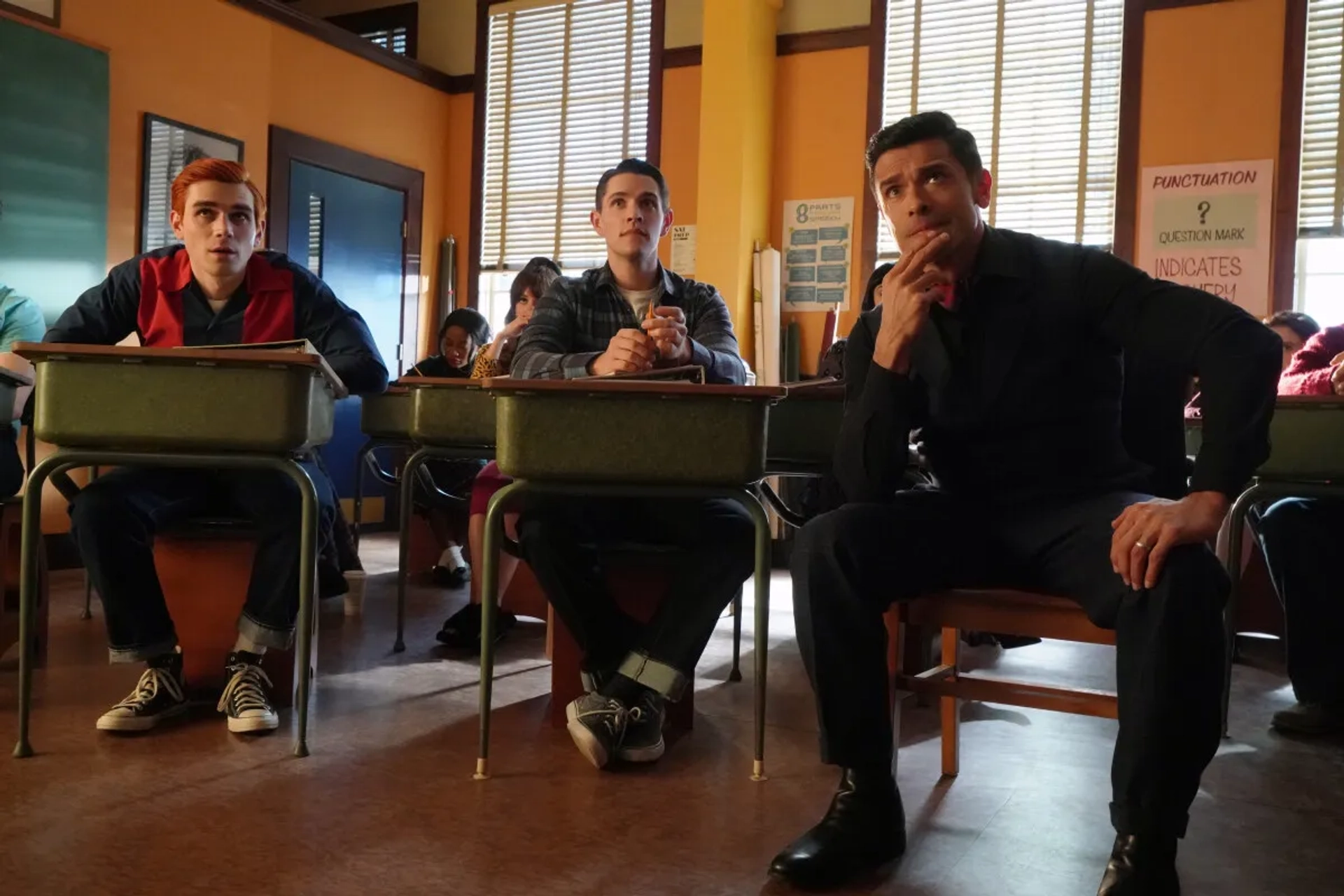 Mark Consuelos, K.J. Apa, and Casey Cott in Riverdale: Chapter One Hundred Thirty: The Crucible (2023)