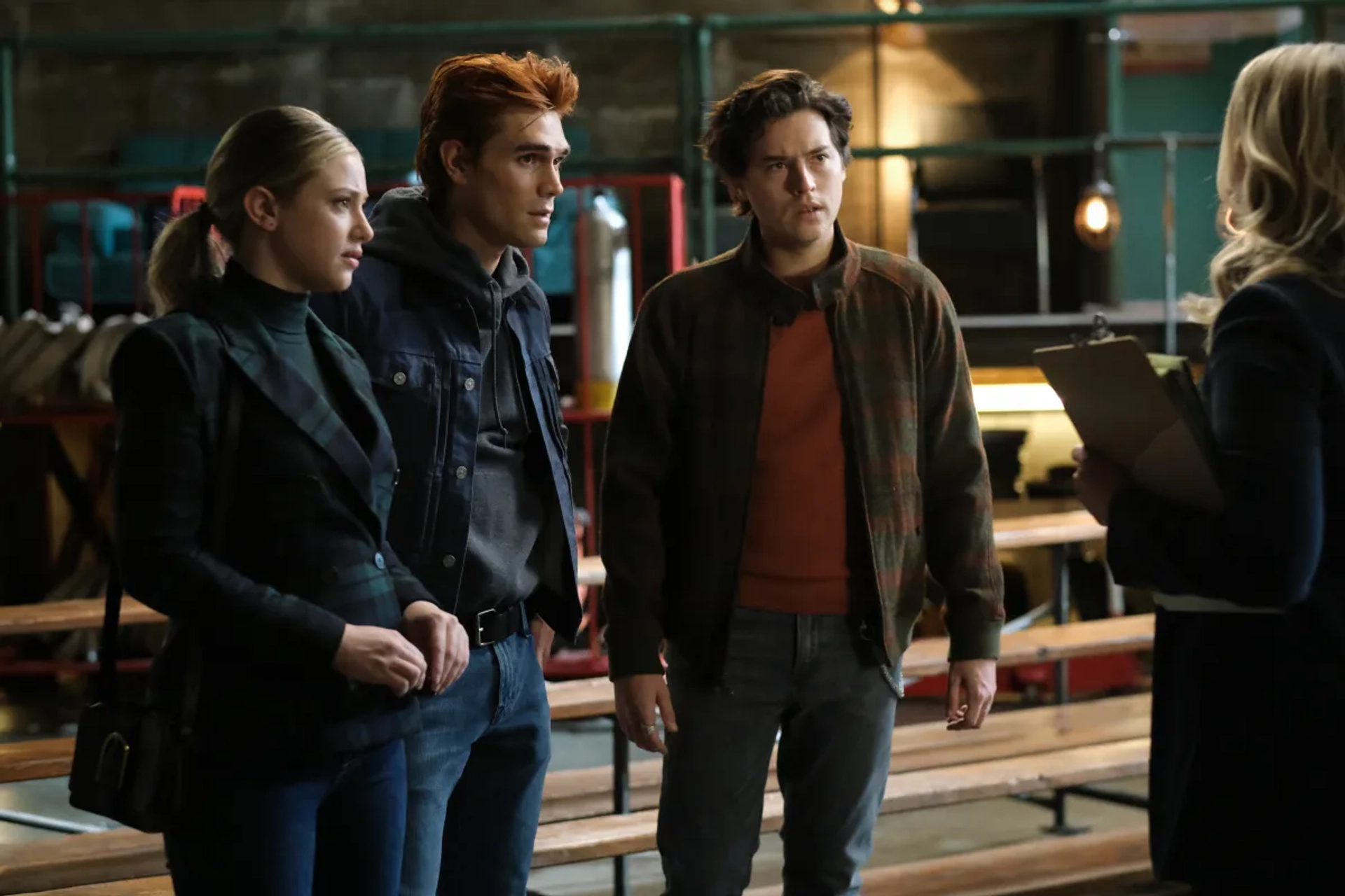 Cole Sprouse, Lili Reinhart, and K.J. Apa in Riverdale: Chapter One Hundred and Four: The Serpent Queen's Gambit (2022)