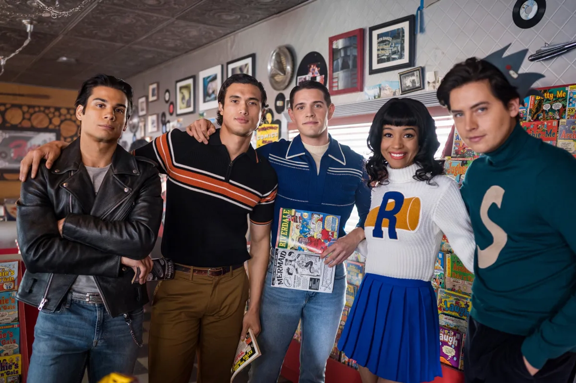 Cole Sprouse, Drew Ray Tanner, Erinn Westbrook, Charles Melton, and Casey Cott in Riverdale: Chapter One Hundred: The Jughead Paradox (2021)