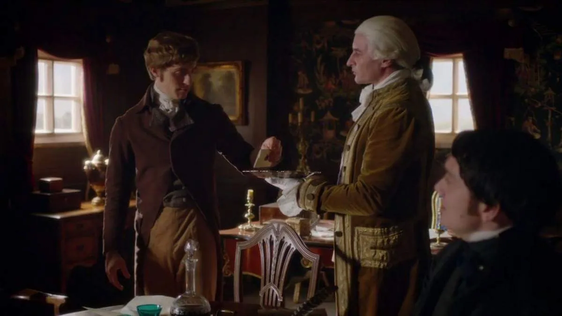 Sebastian Armesto, Jack Farthing, and Stuart Davidson in Poldark (2015)