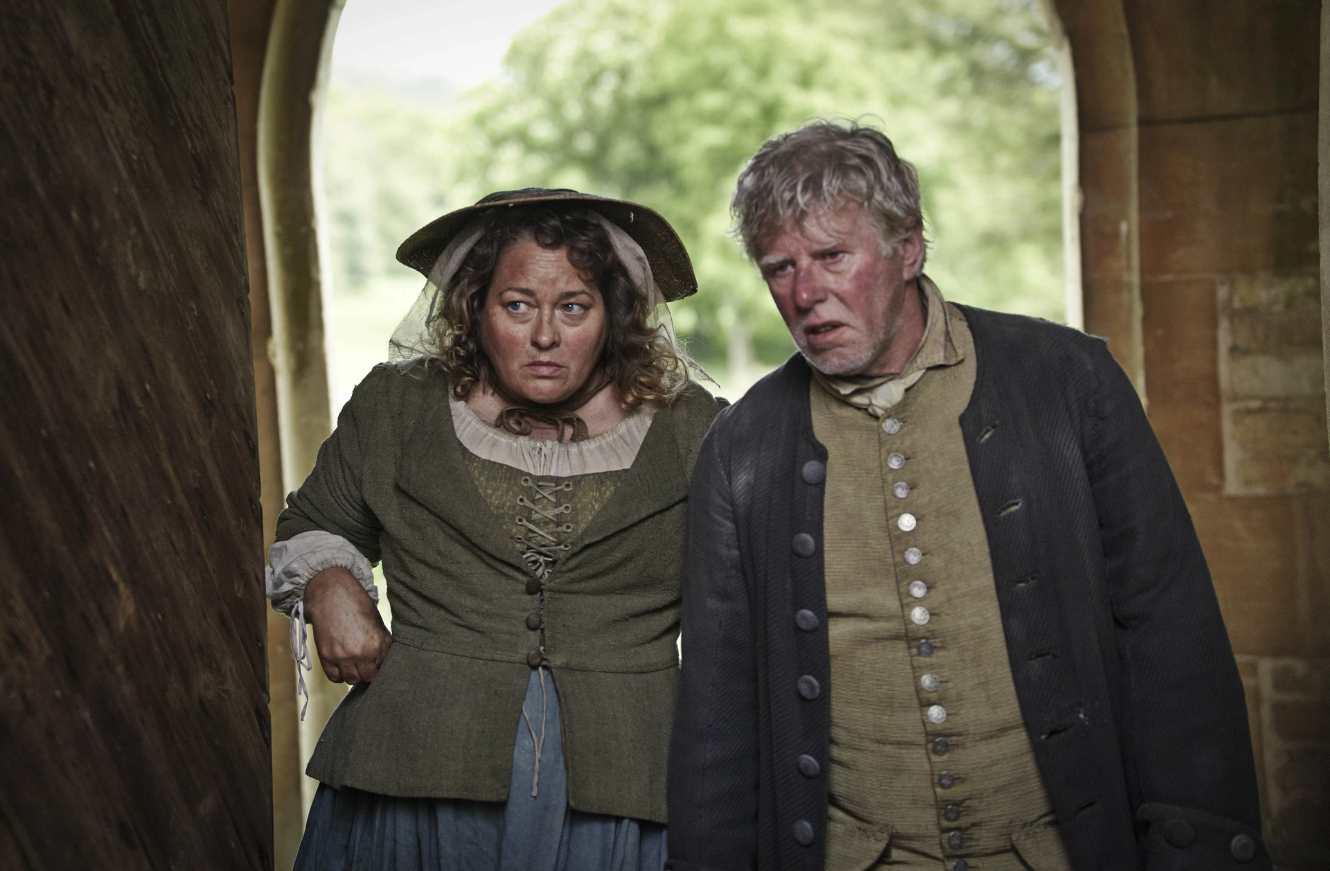 Phil Davis and Beatie Edney in Poldark (2015)