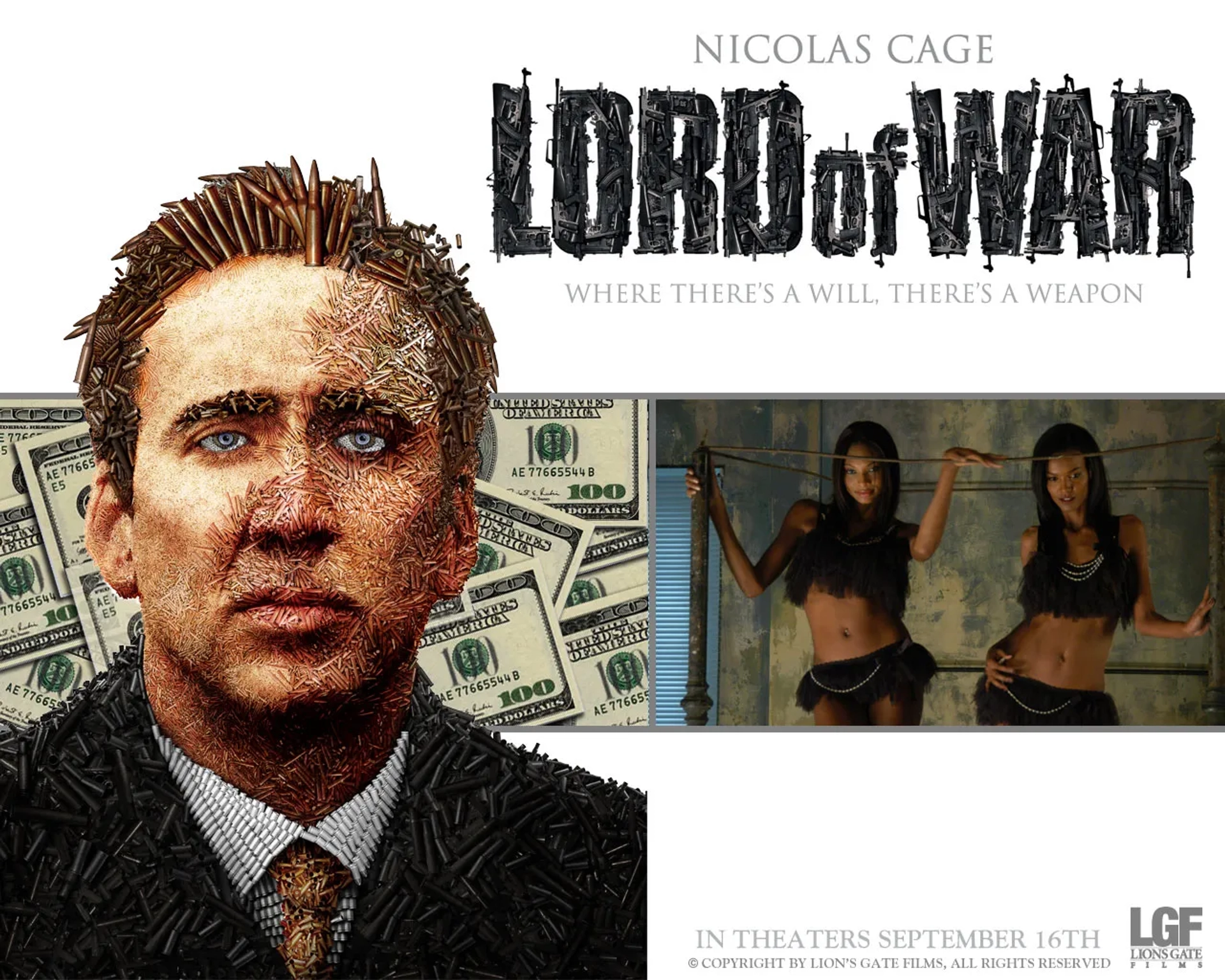 Nicolas Cage, Liya Kebede, and Jasmine Burgess in Lord of War (2005)