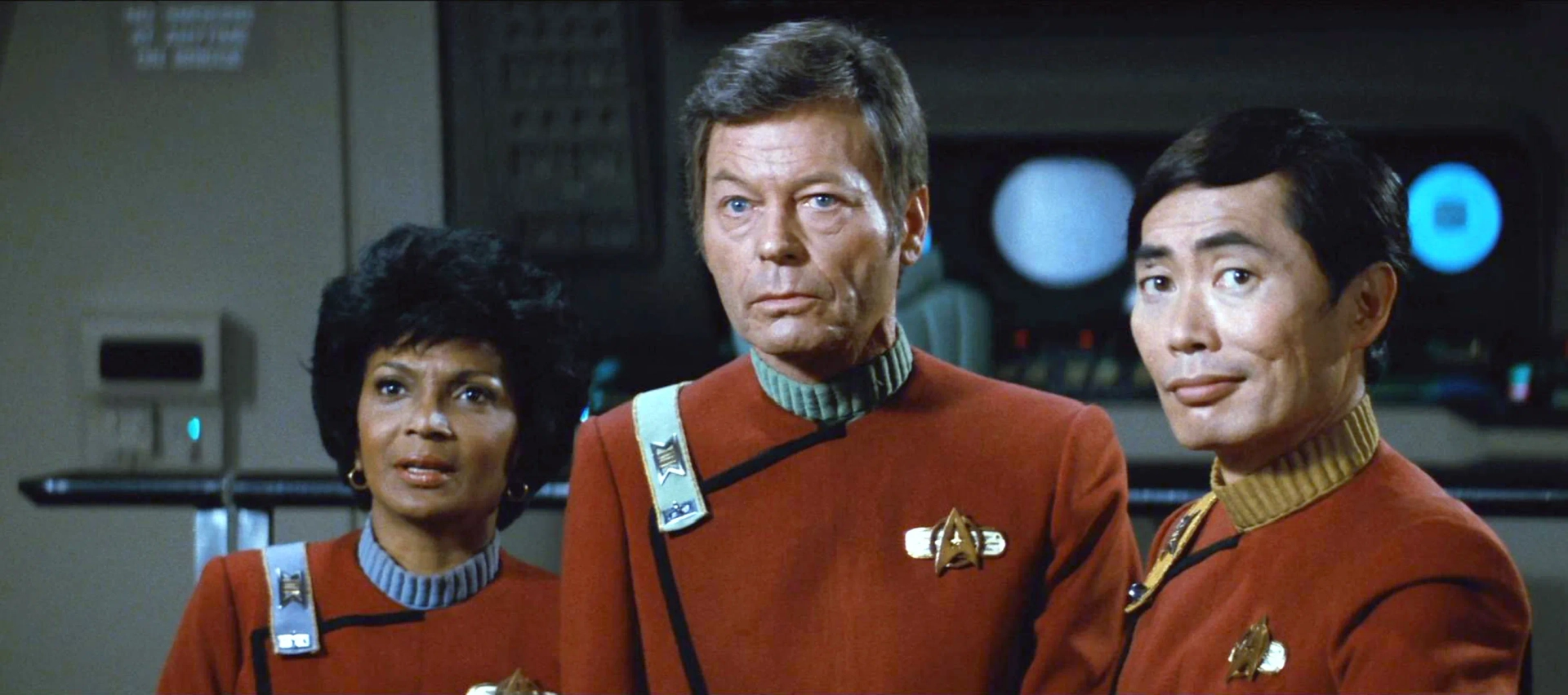 DeForest Kelley, George Takei, and Nichelle Nichols at an event for Star Trek II: The Wrath of Khan (1982)