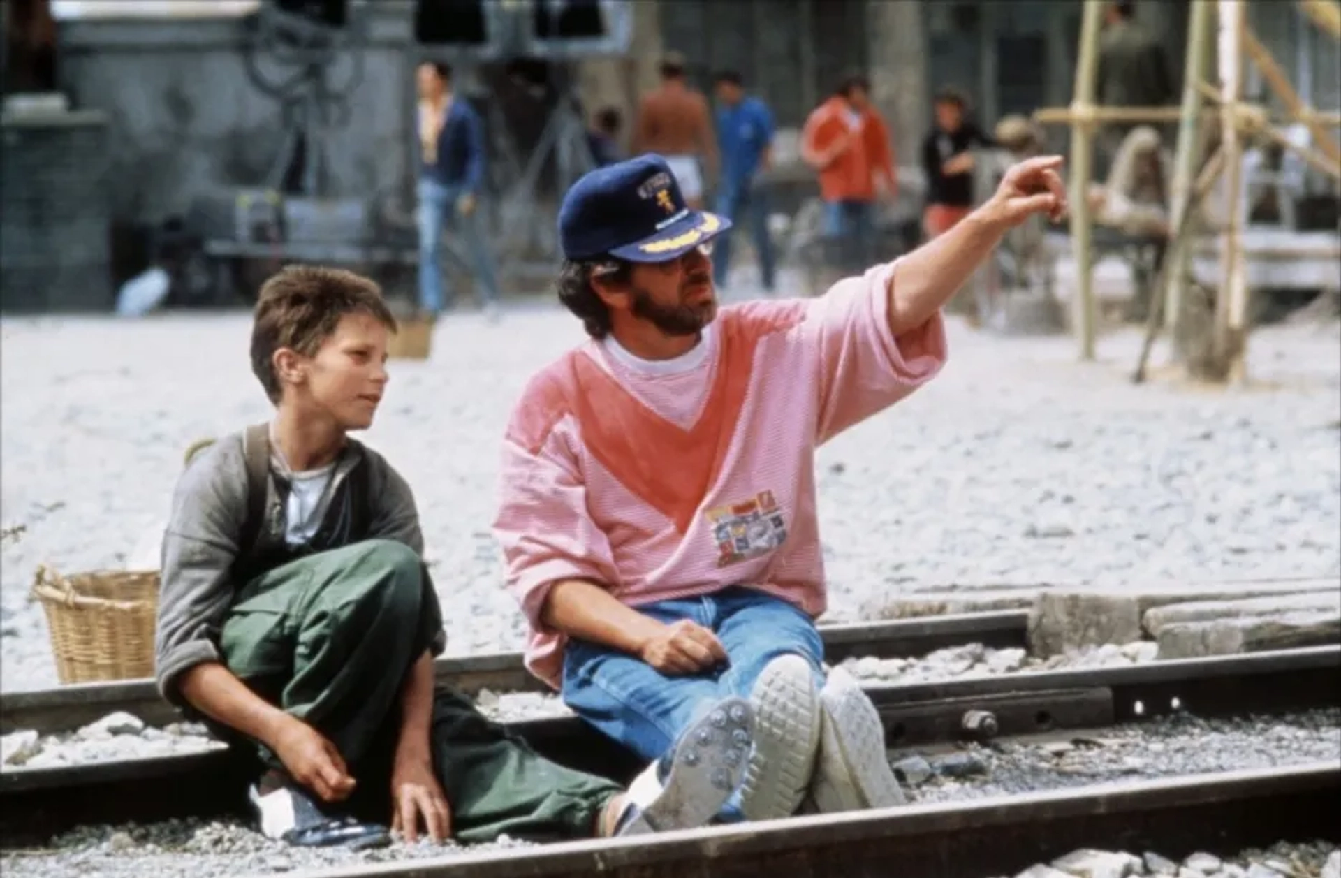 Steven Spielberg and Christian Bale in Empire of the Sun (1987)