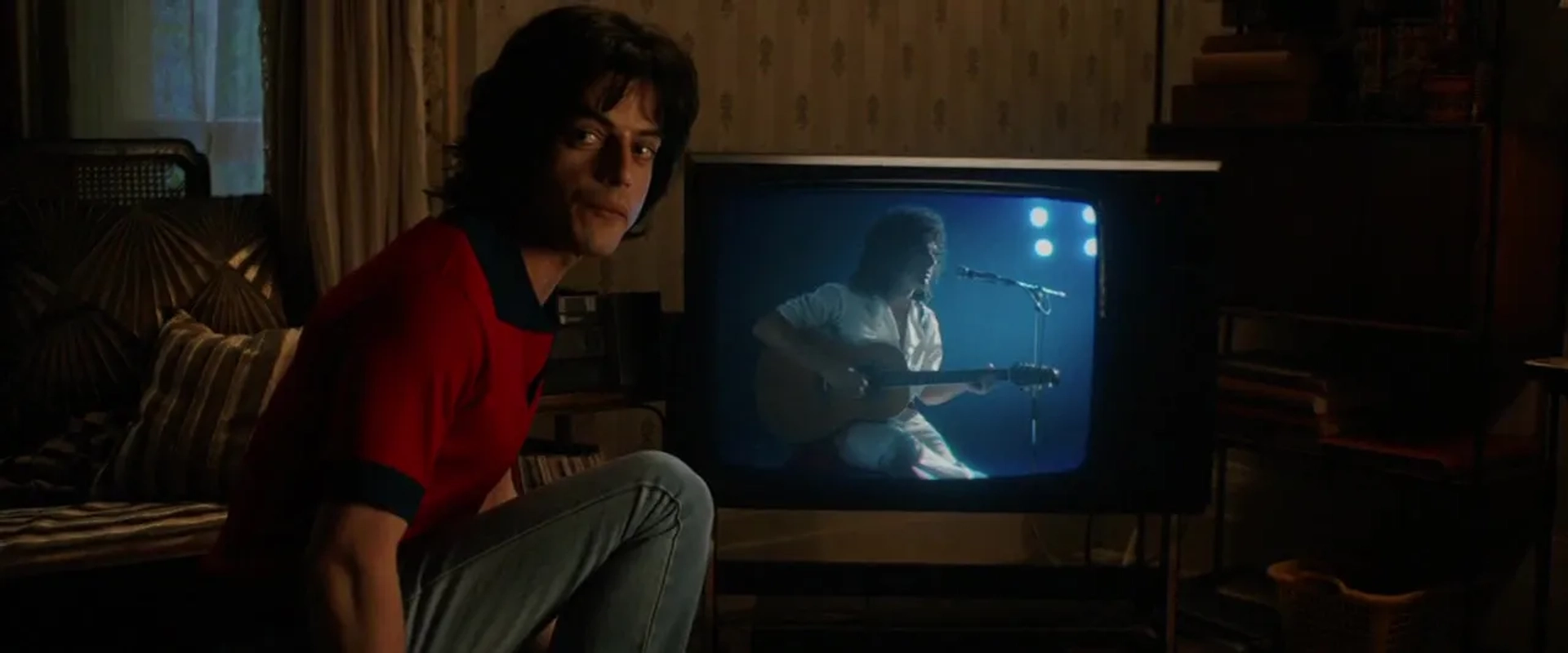 Rami Malek and Gwilym Lee in Bohemian Rhapsody (2018)