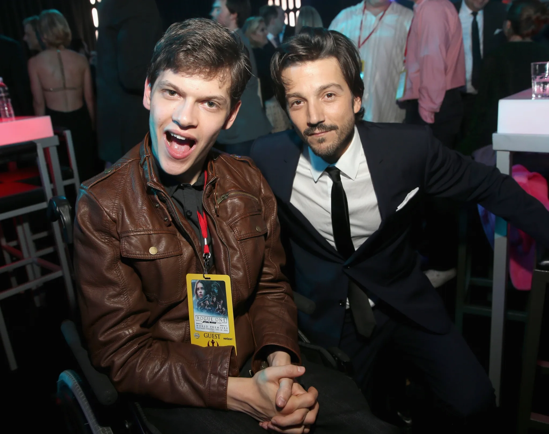 Diego Luna and Micah Fowler at an event for Rogue One: A Star Wars Story (2016)