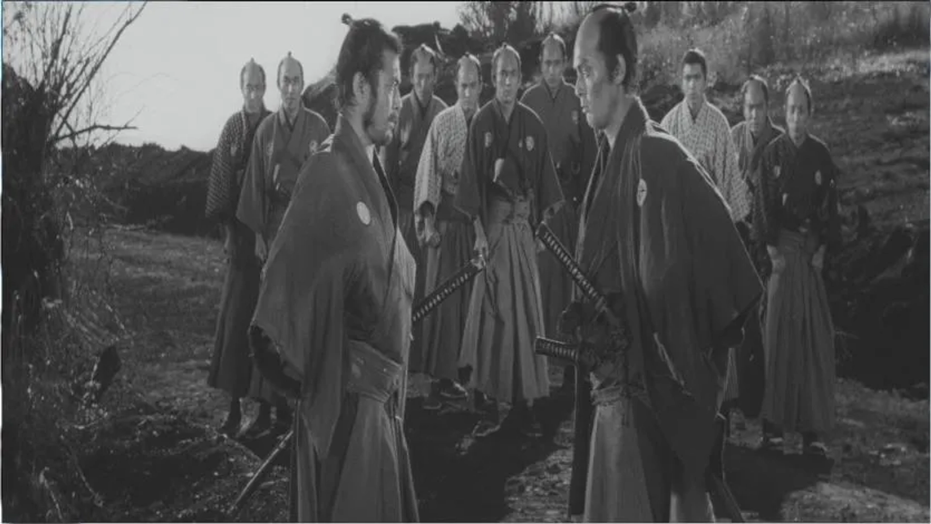 Toshirô Mifune, Tatsuya Nakadai, and Yoshio Tsuchiya in Sanjuro (1962)