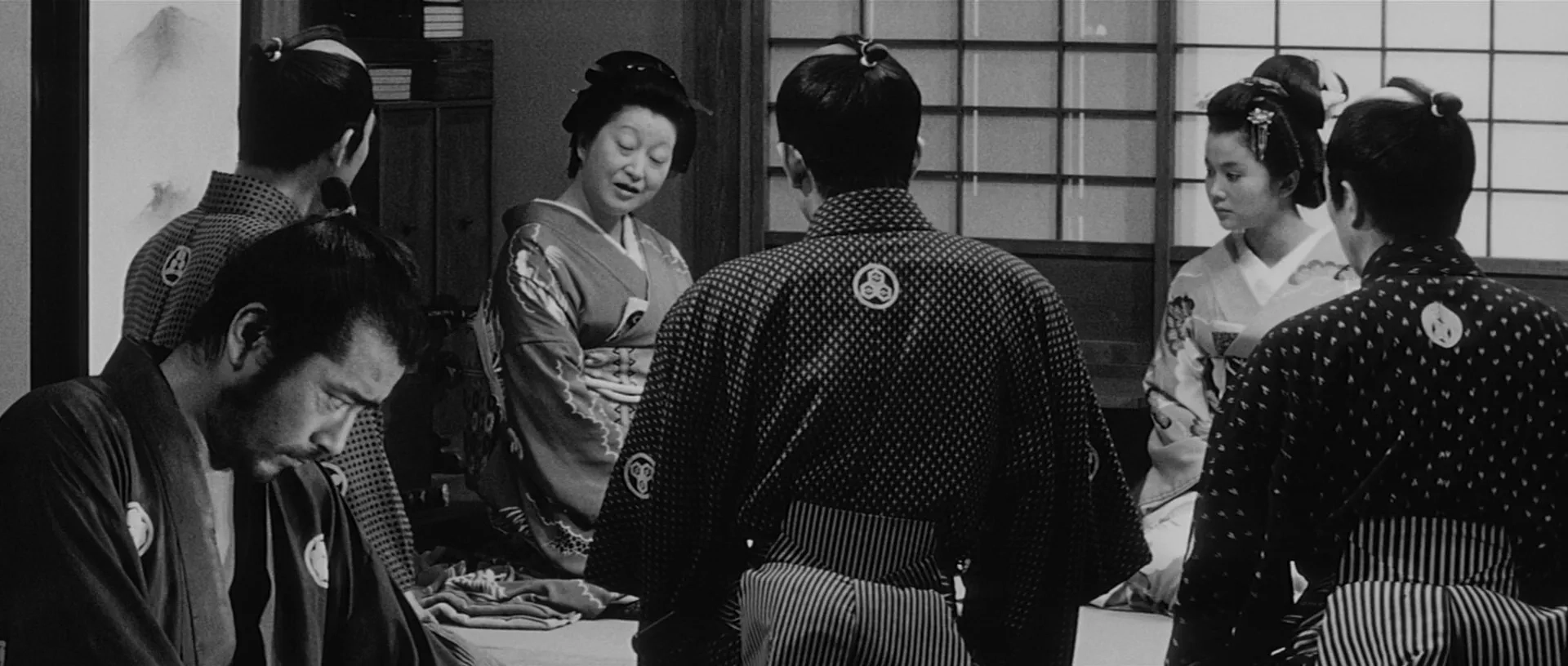 Toshirô Mifune, Reiko Dan, and Takako Irie in Sanjuro (1962)