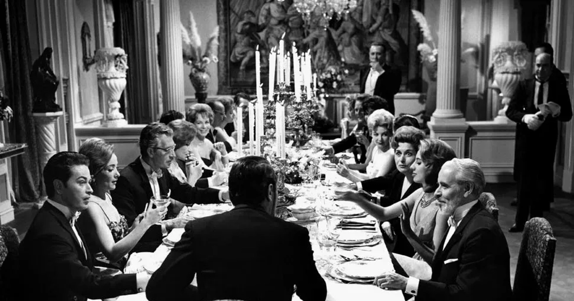 Jacqueline Andere, Augusto Benedico, Antonio Bravo, César del Campo, Enrique García Álvarez, Ofelia Guilmáin, Xavier Loyá, Nadia Haro Oliva, and Enrique Rambal in The Exterminating Angel (1962)