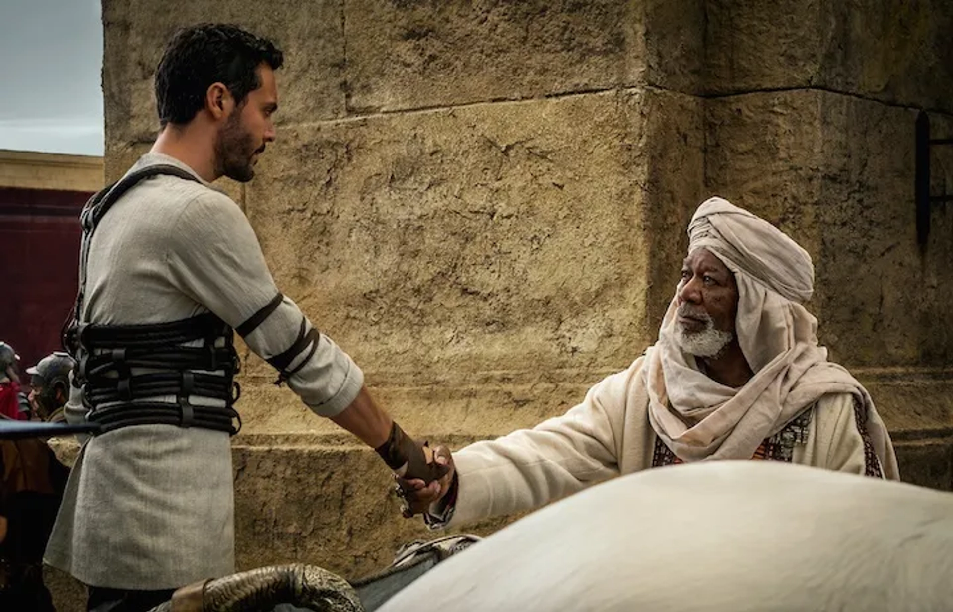 Morgan Freeman and Jack Huston in Ben-Hur (2016)