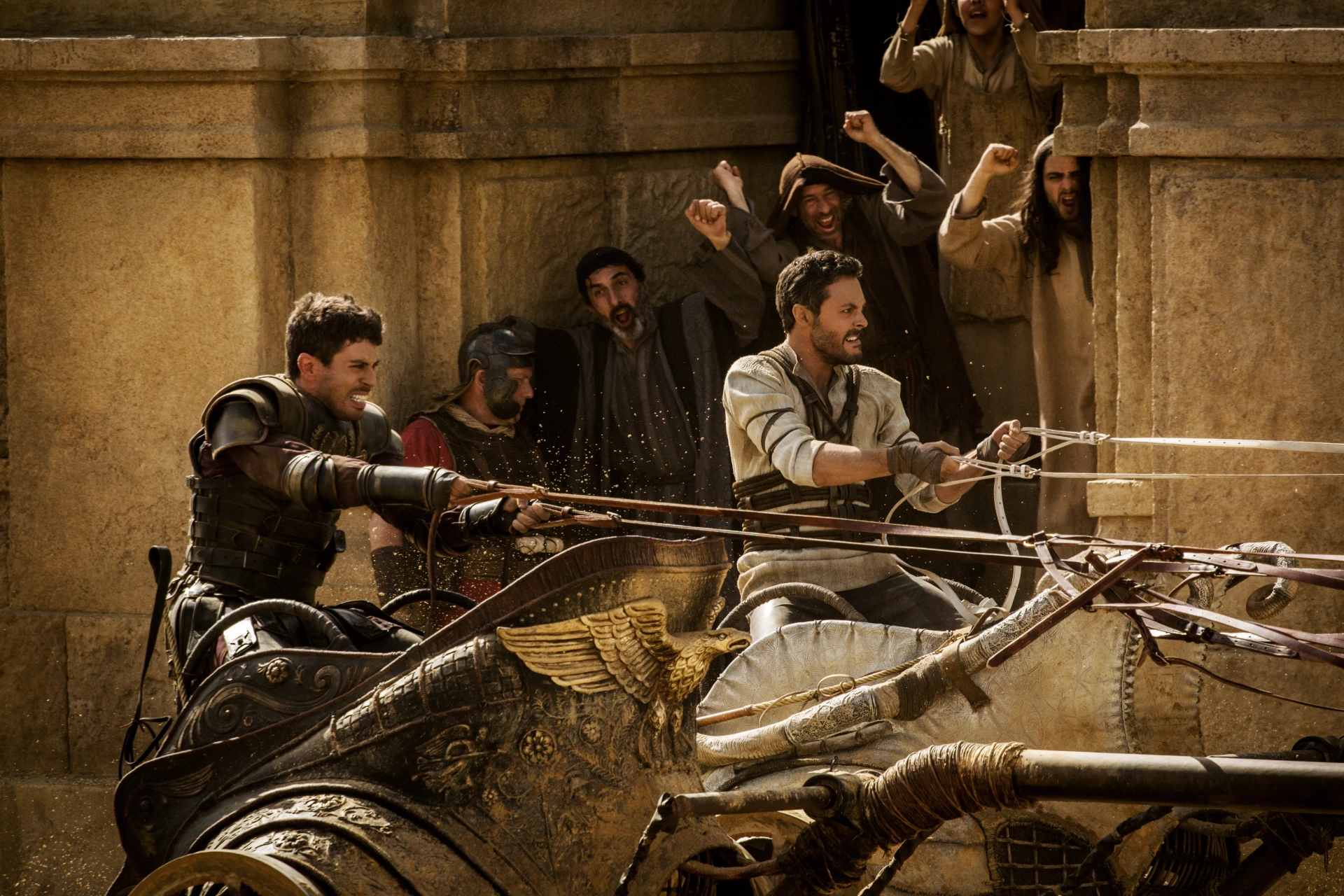 Toby Kebbell and Jack Huston in Ben-Hur (2016)