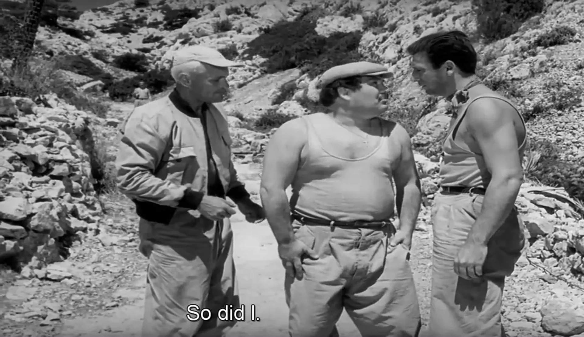 Folco Lulli, Yves Montand, and Peter van Eyck in The Wages of Fear (1953)