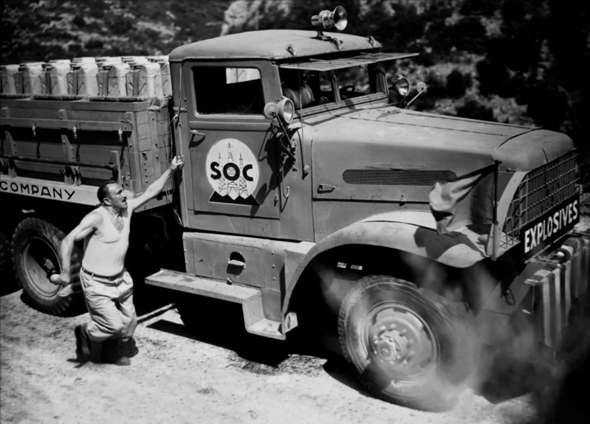 Yves Montand and Charles Vanel in The Wages of Fear (1953)