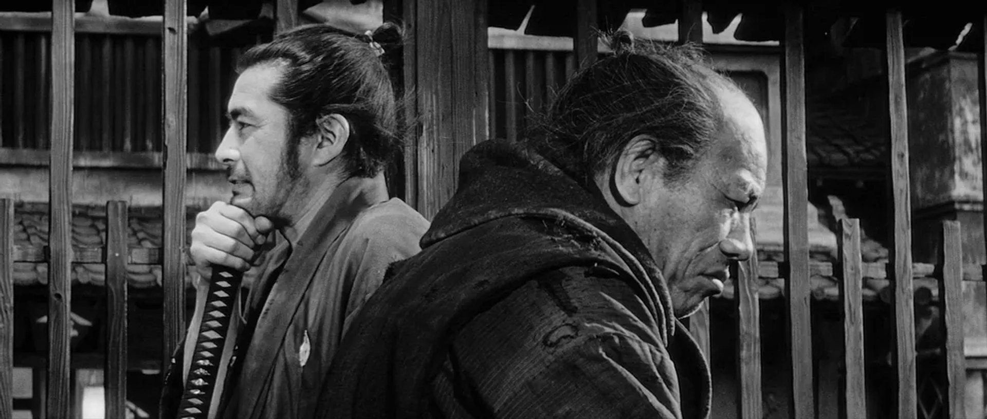 Toshirô Mifune and Eijirô Tôno in Yojimbo (1961)