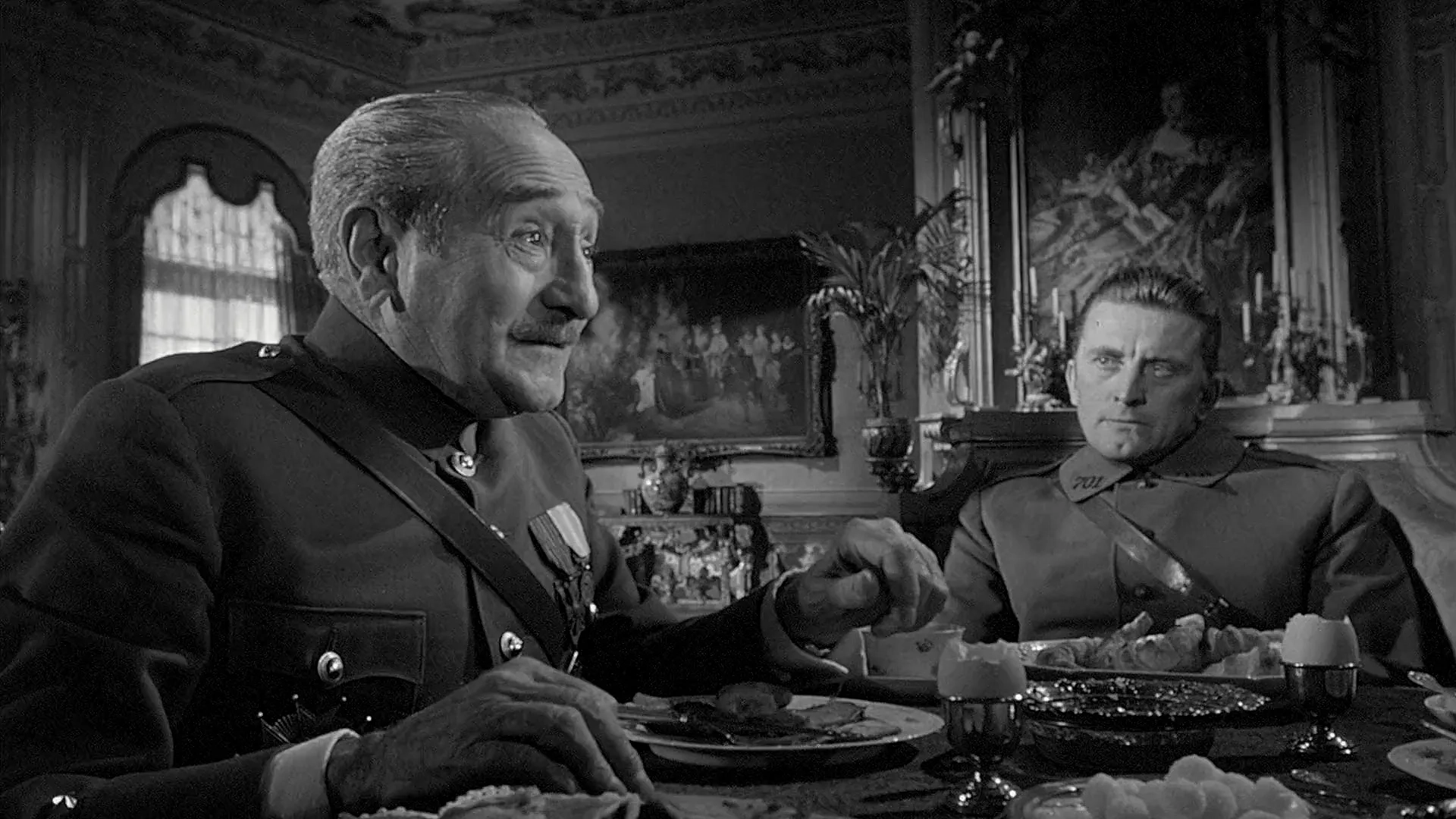 Kirk Douglas and Adolphe Menjou in Paths of Glory (1957)