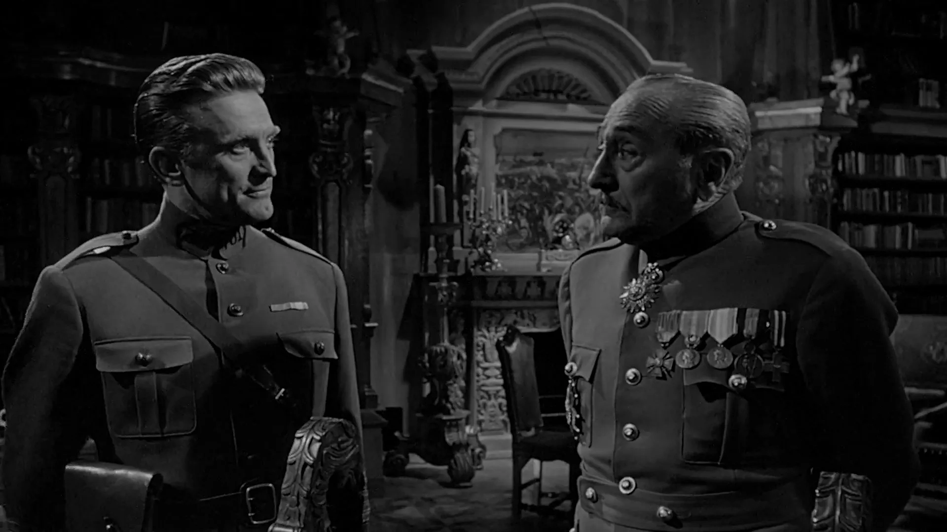 Kirk Douglas and Adolphe Menjou in Paths of Glory (1957)