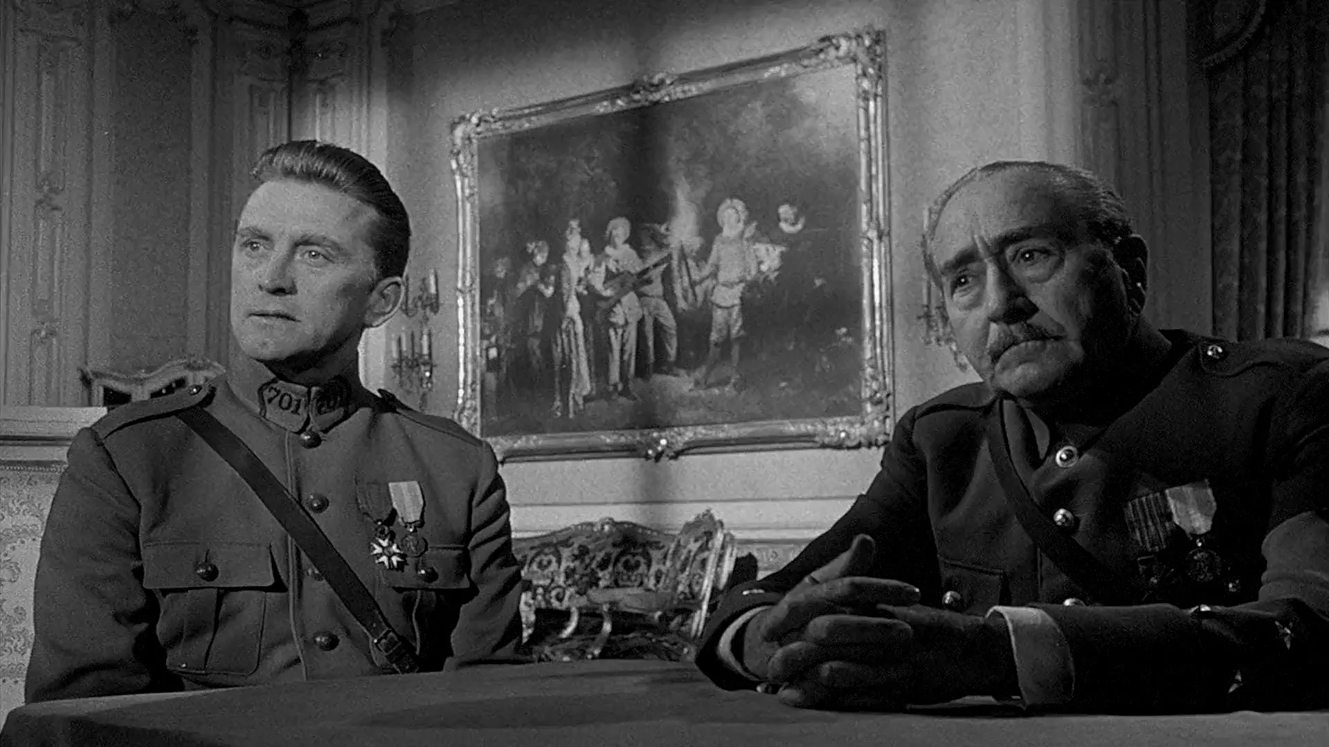 Kirk Douglas and Adolphe Menjou in Paths of Glory (1957)