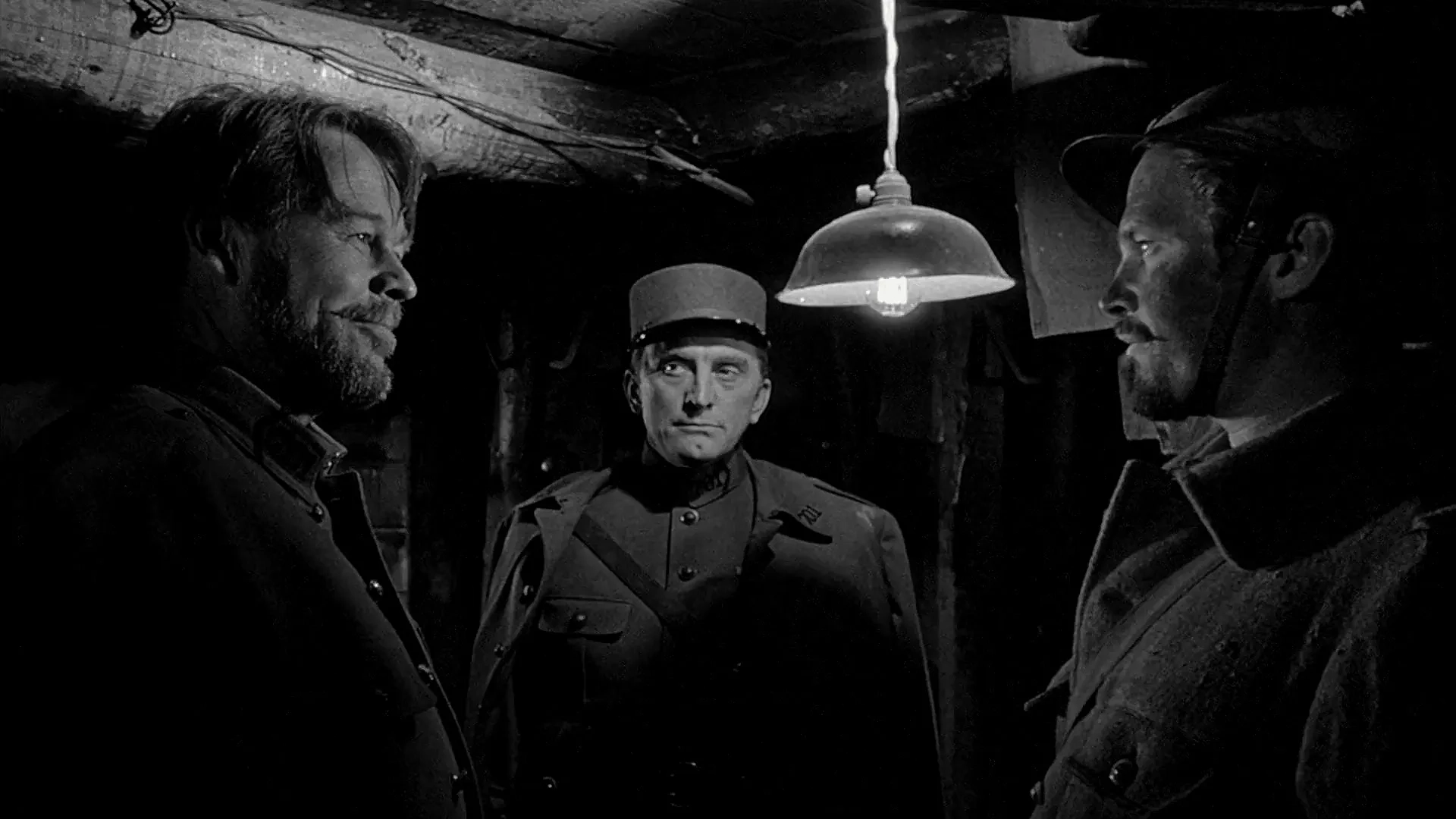 Kirk Douglas, Ralph Meeker, and Wayne Morris in Paths of Glory (1957)