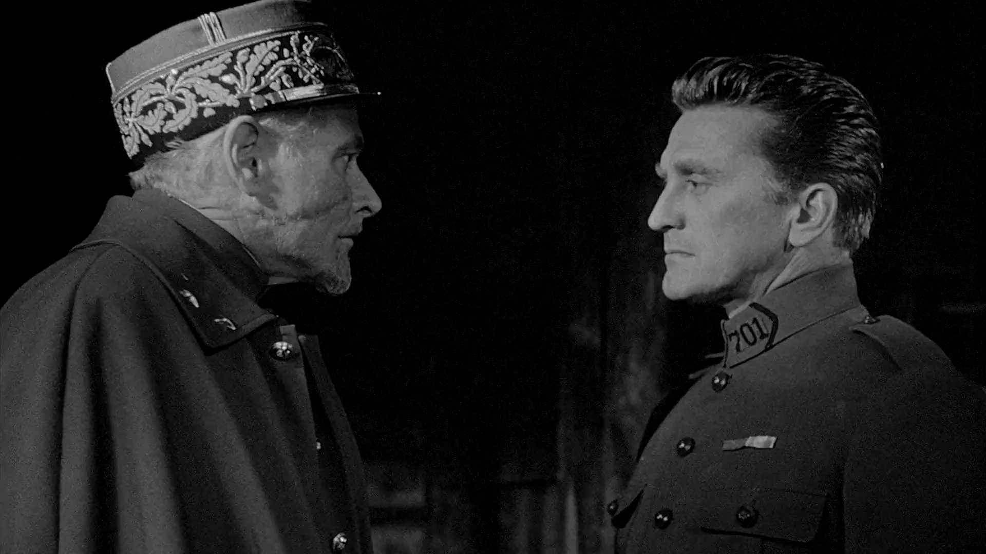 Kirk Douglas and George Macready in Paths of Glory (1957)