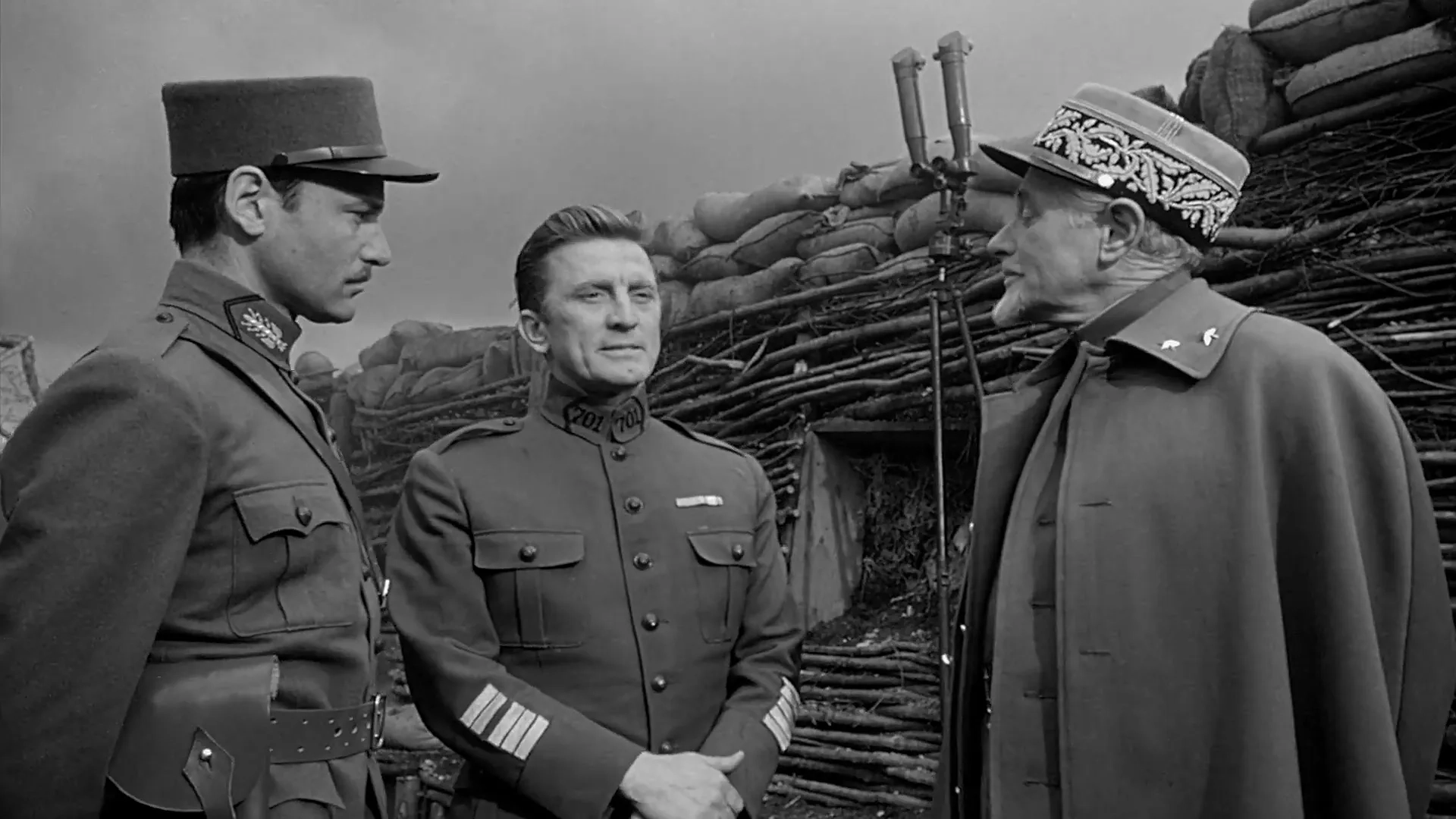 Kirk Douglas, Richard Anderson, and George Macready in Paths of Glory (1957)