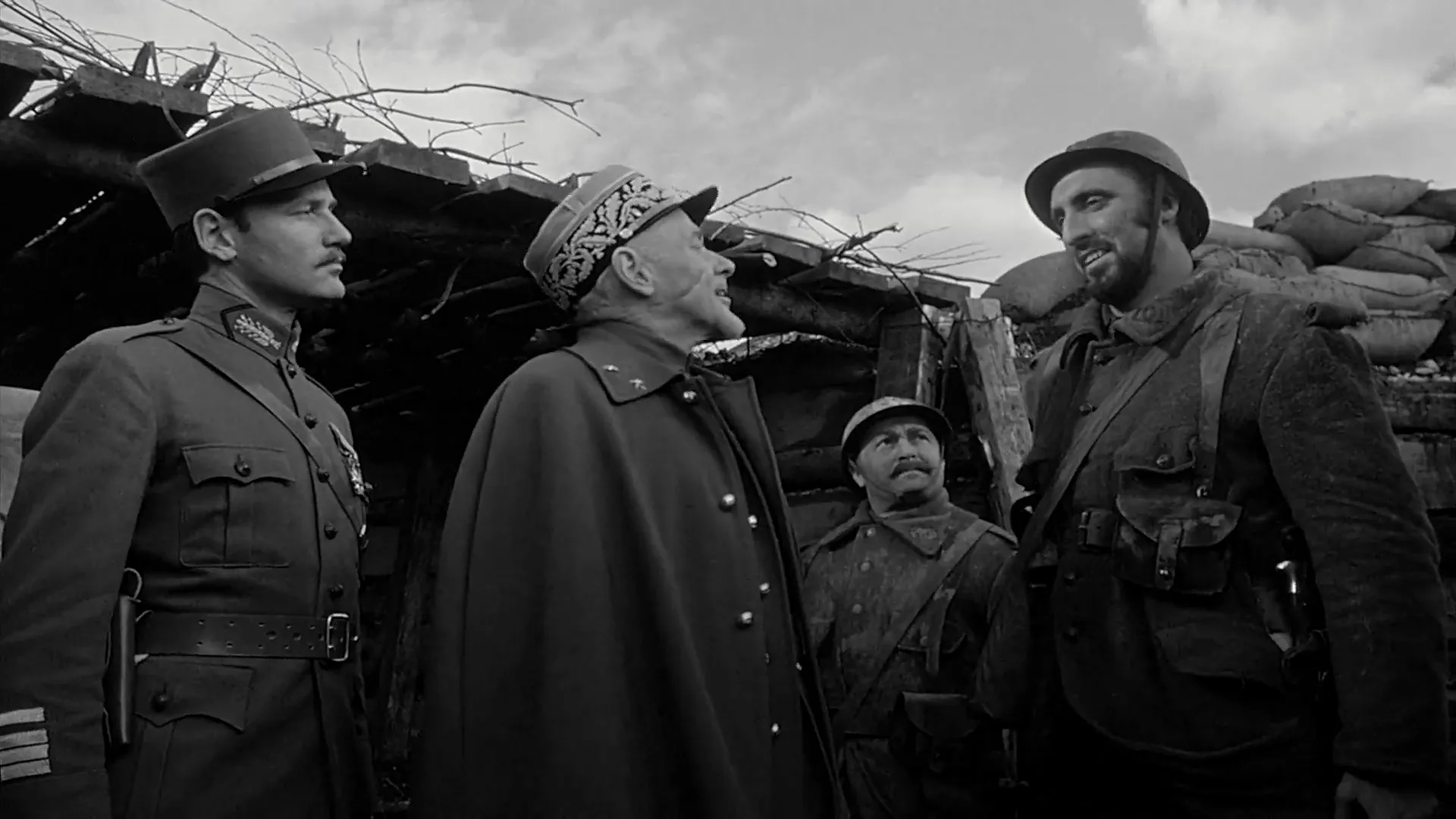 Richard Anderson, Timothy Carey, and George Macready in Paths of Glory (1957)