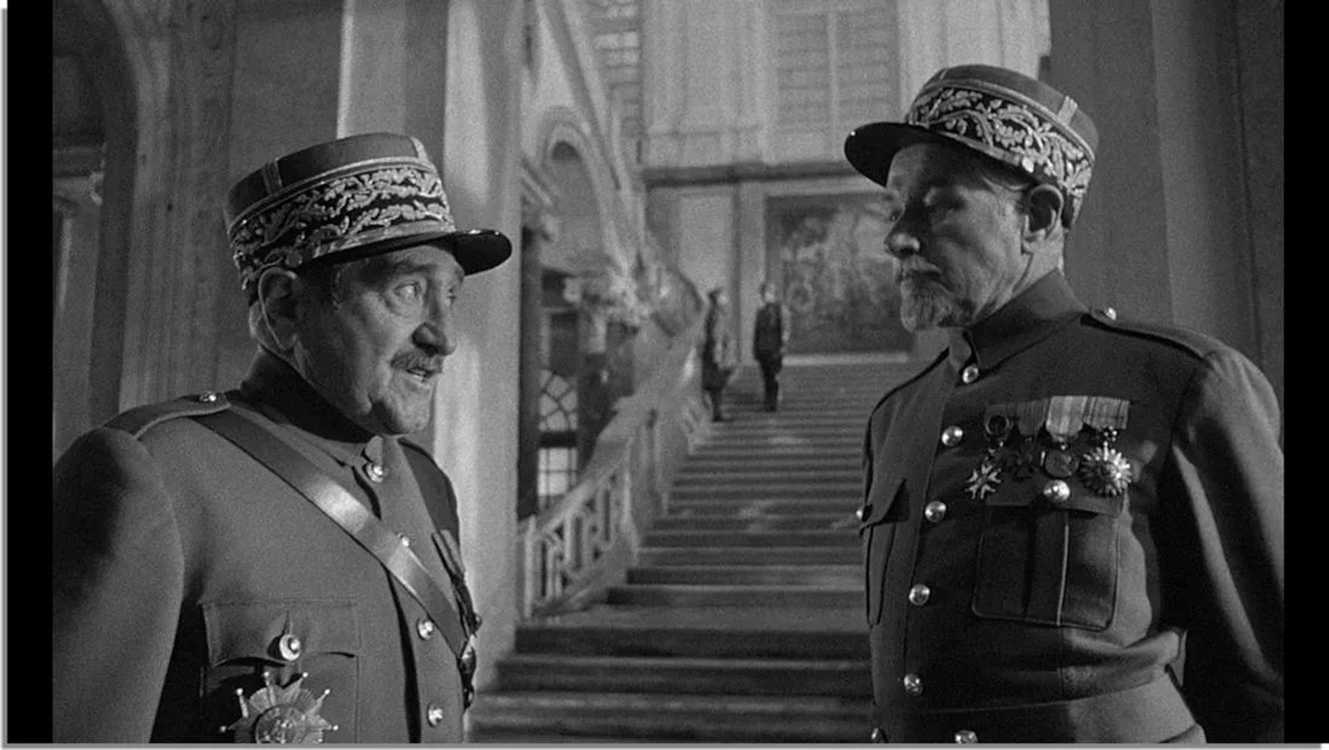 George Macready and Adolphe Menjou in Paths of Glory (1957)