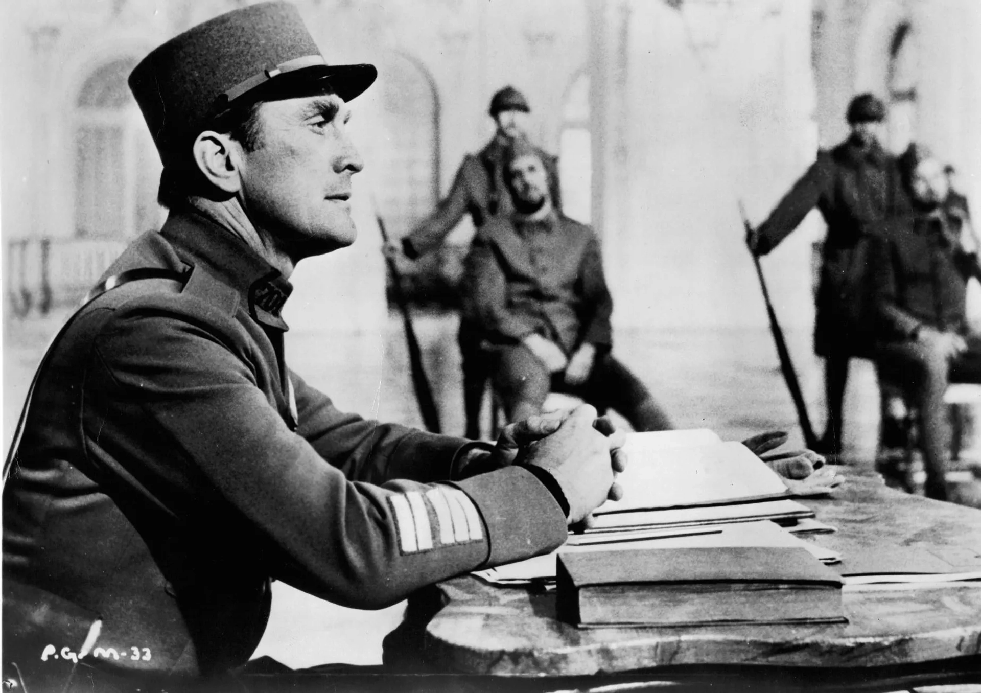 Kirk Douglas, Timothy Carey, and Ralph Meeker in Paths of Glory (1957)