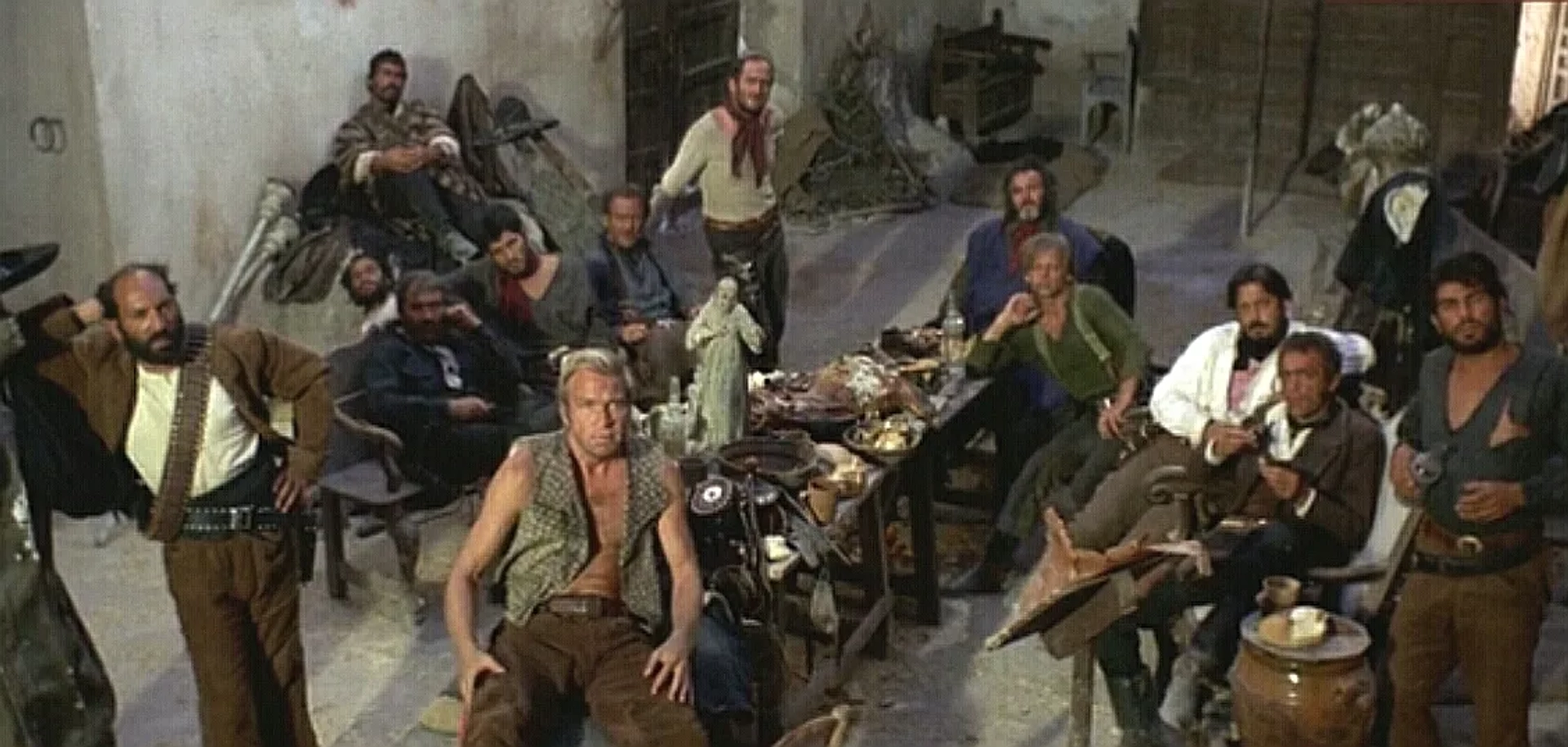 Klaus Kinski, Werner Abrolat, Mario Brega, Frank Braña, José Canalejas, Antonio Molino Rojo, Nazzareno Natale, Luigi Pistilli, Luis Rodríguez, Aldo Sambrell, Benito Stefanelli, Enrique Santiago, and Eduardo García in For a Few Dollars More (1965)