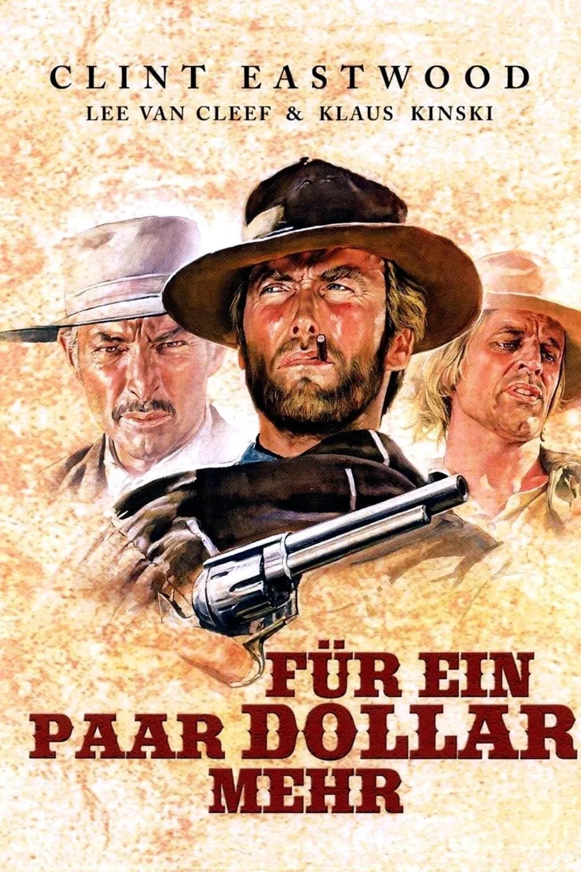 Clint Eastwood, Klaus Kinski, and Lee Van Cleef in For a Few Dollars More (1965)