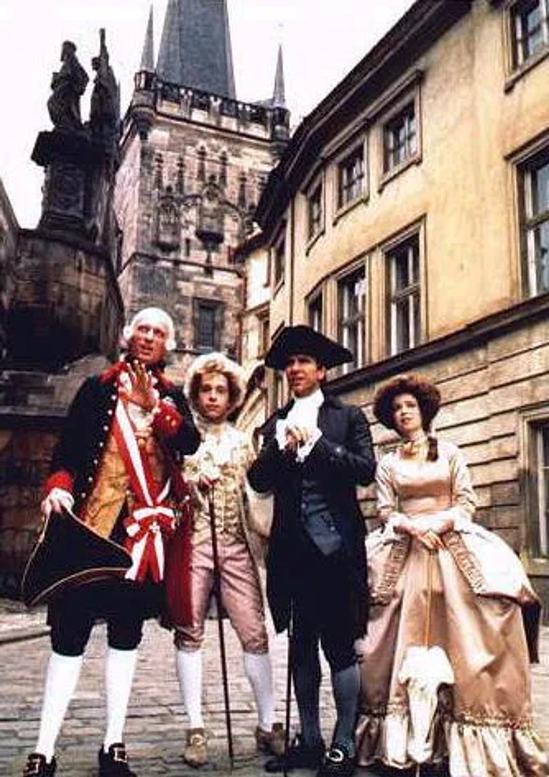 Jeffrey Jones, F. Murray Abraham, Elizabeth Berridge, and Tom Hulce in Amadeus (1984)