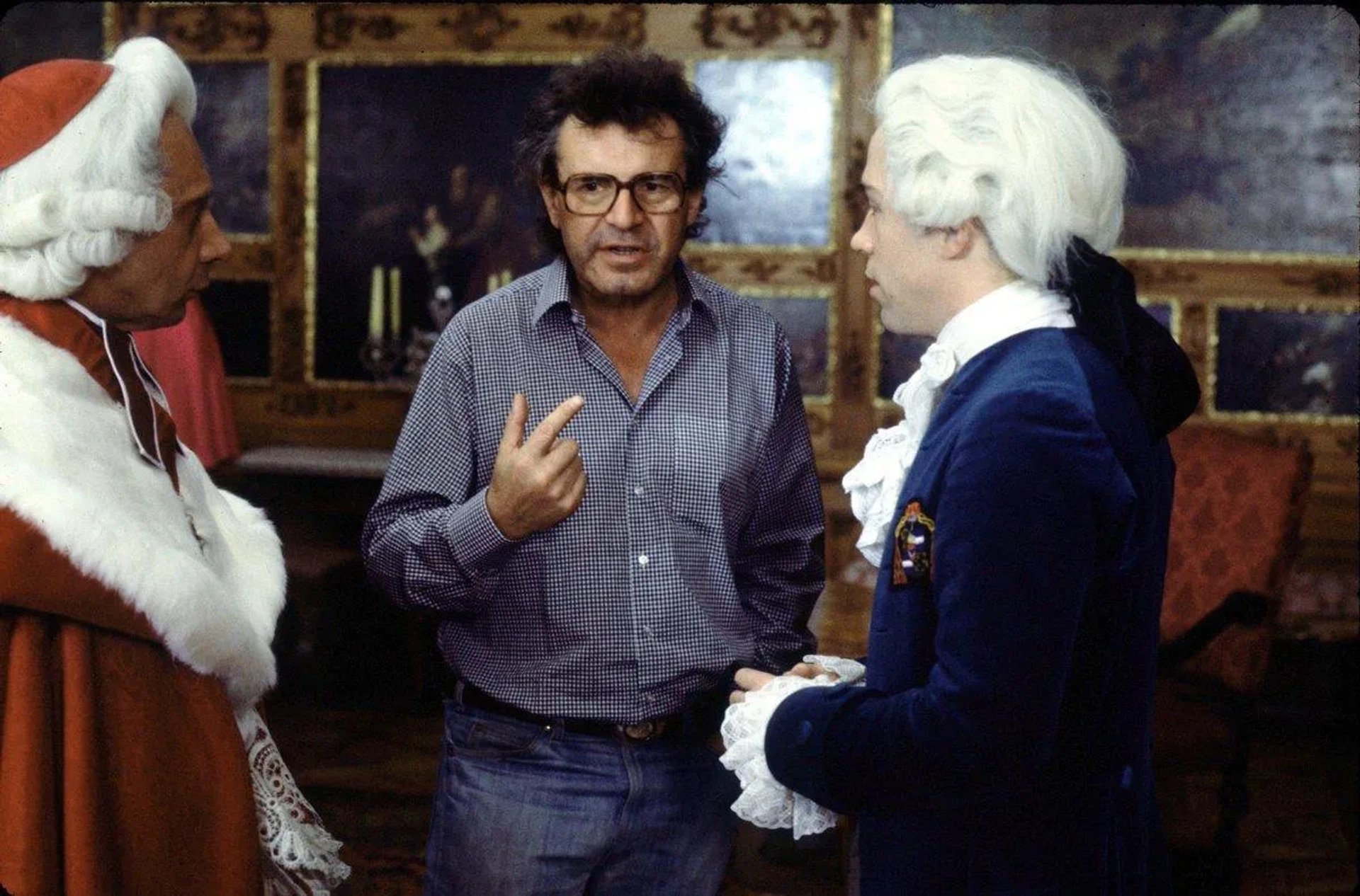 Milos Forman, Tom Hulce, and Nicholas Kepros in Amadeus (1984)