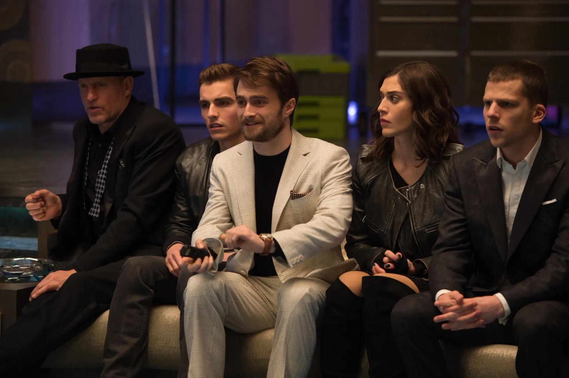 Woody Harrelson, Lizzy Caplan, Jesse Eisenberg, Daniel Radcliffe, and Dave Franco in Now You See Me 2 (2016)