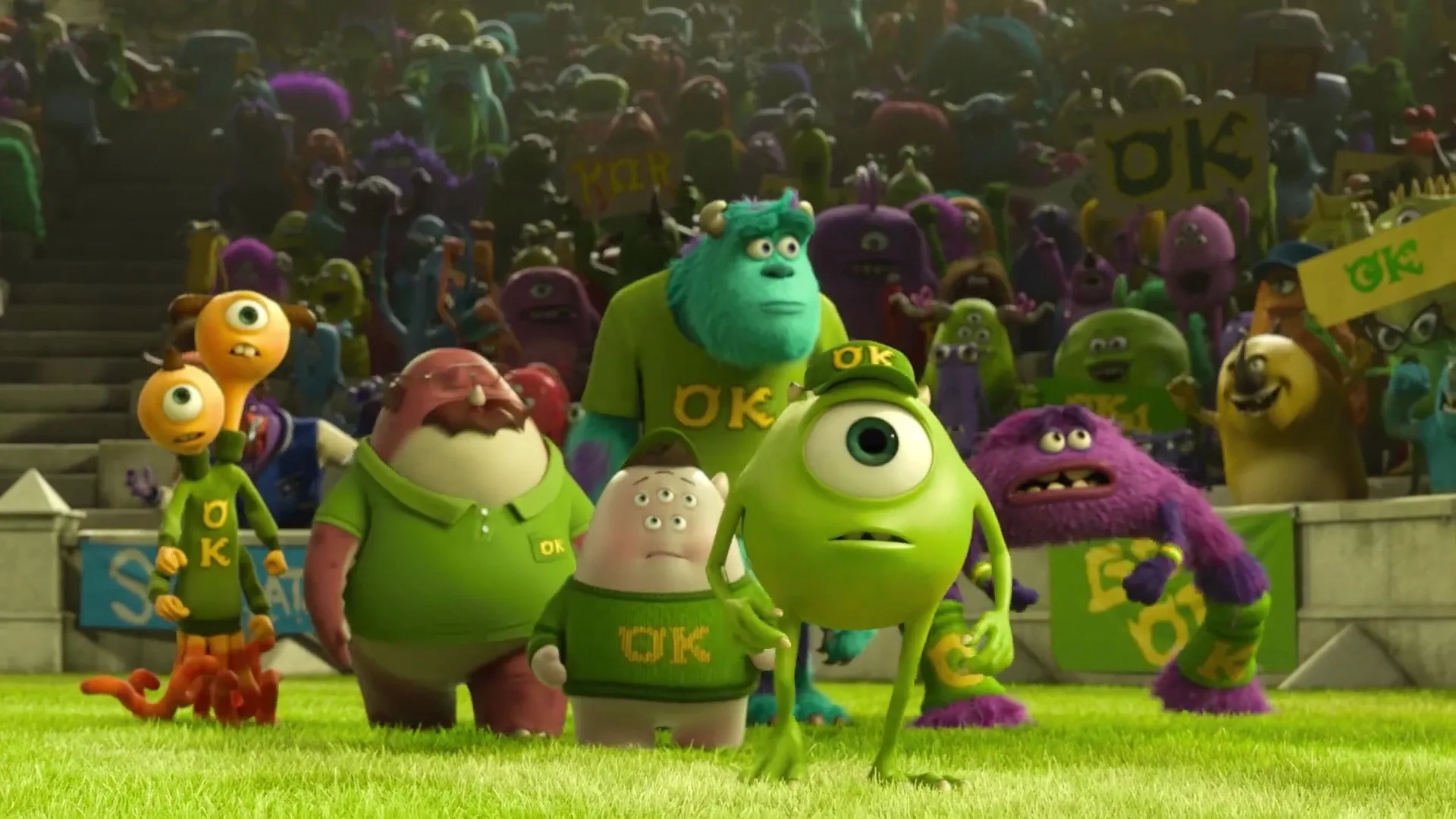 Billy Crystal, John Goodman, David Foley, Sean Hayes, Charlie Day, Joel Murray, and Peter Sohn in Monsters University (2013)