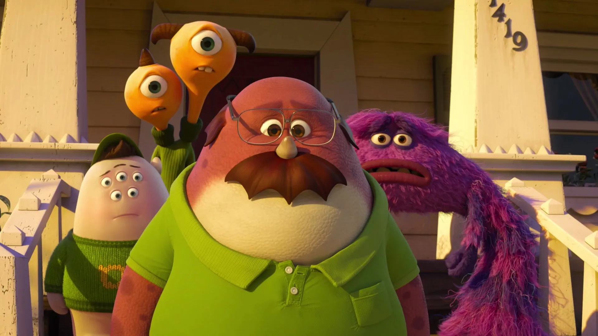 David Foley, Sean Hayes, Charlie Day, Joel Murray, and Peter Sohn in Monsters University (2013)